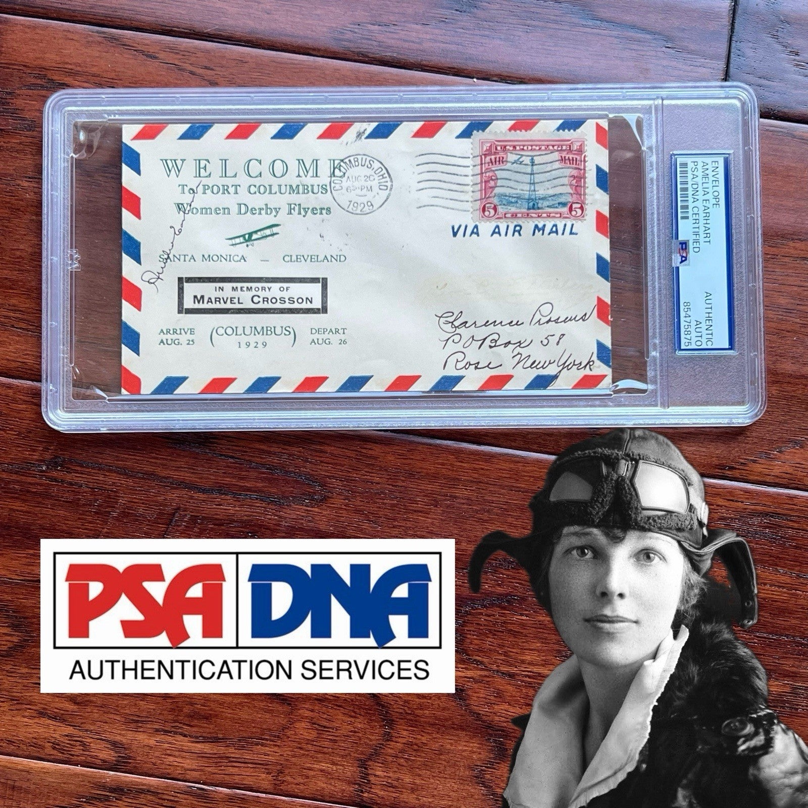 AMELIA EARHART * PSA * Autograph WOMENS AVIATION DERBY Cover Signed * 1929