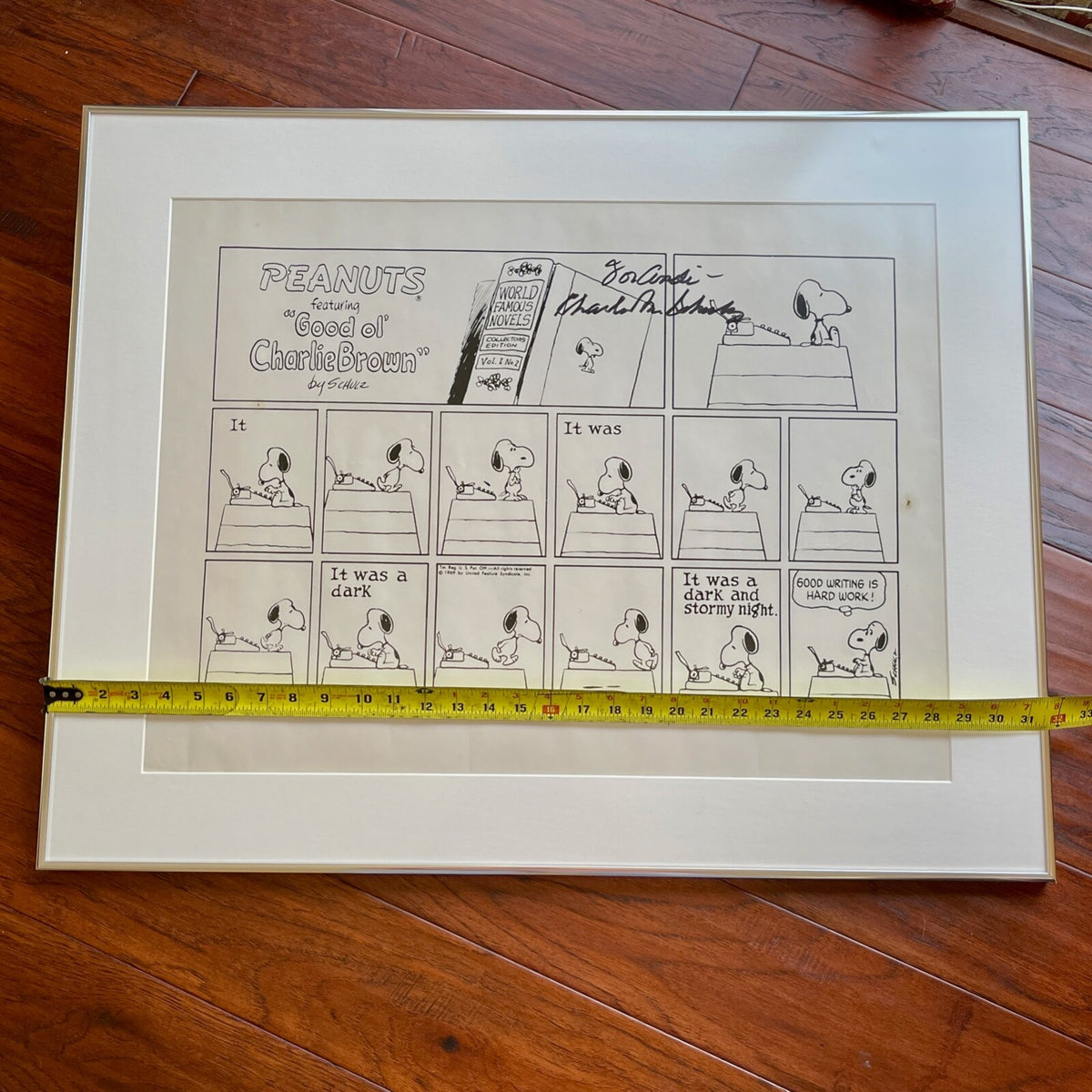 CHARLES M SCHULZ * PSA * Autograph SNOOPY "Good Writing" Peanuts XL Strip Signed