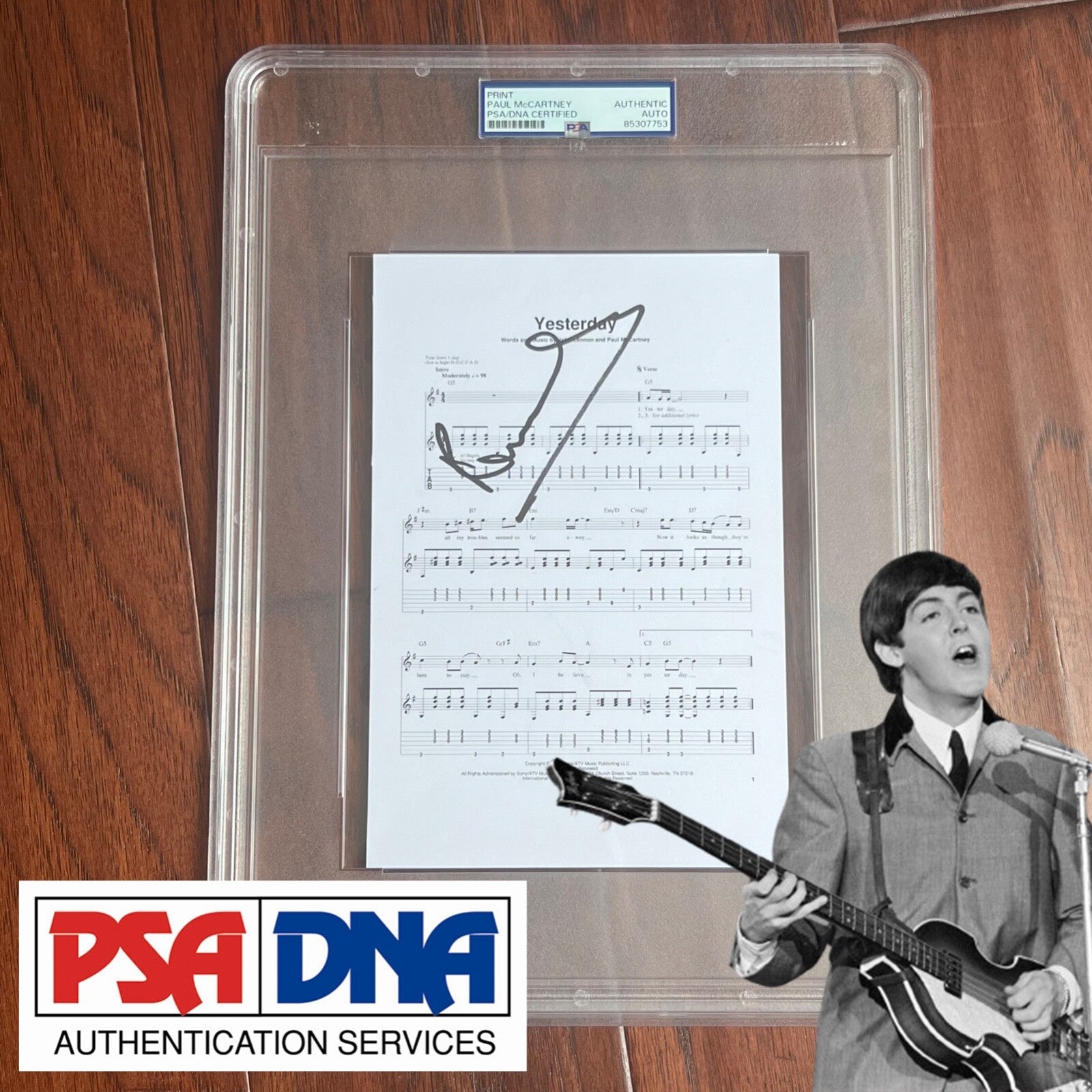 PAUL MCCARTNEY * PSA/DNA * "Yesterday" Song Autograph Souvenir Signed * Beatles