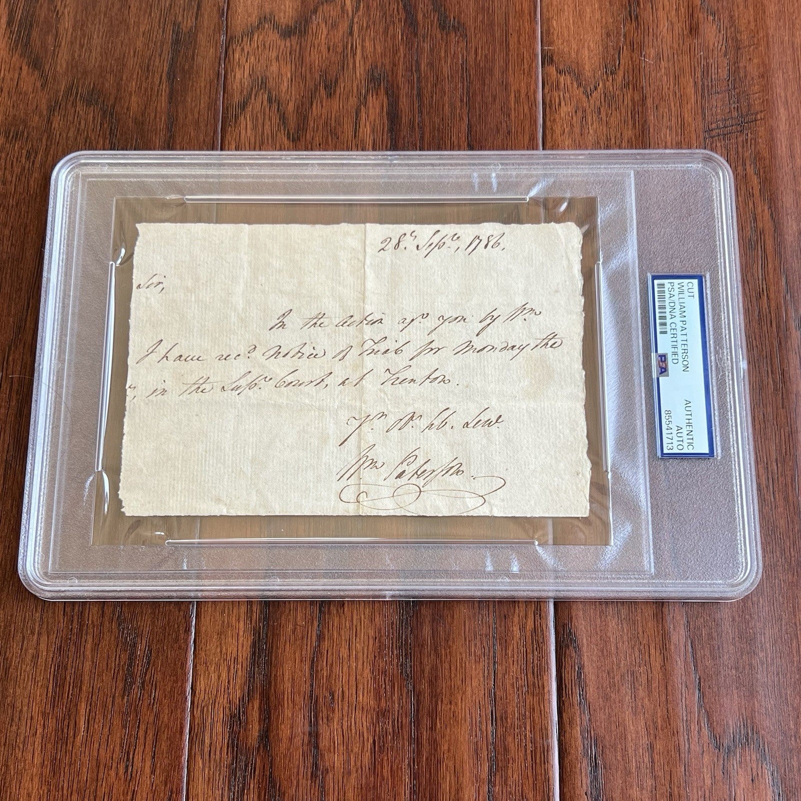 WILLIAM PATERSON * PSA * Handwritten Autograph LEGAL Note Signed * Constitution
