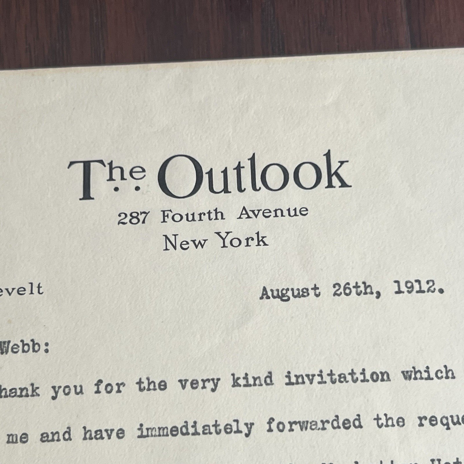 THEODORE ROOSEVELT * PSA * Autograph OUTLOOK Letter Re BULL MOOSE Signed * 1912