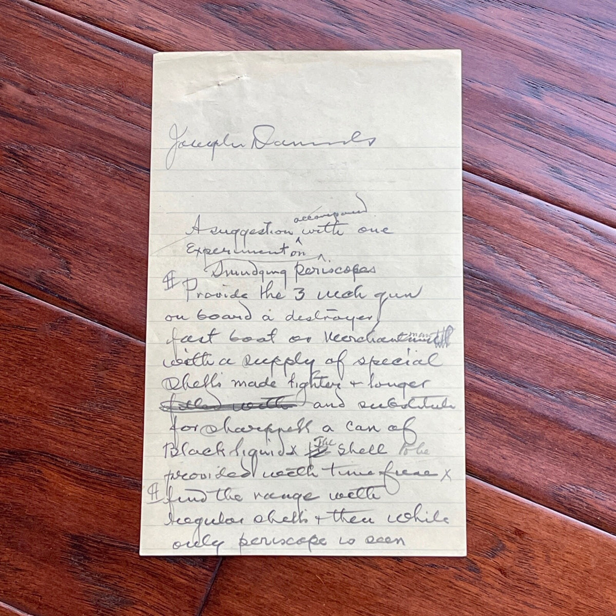 THOMAS EDISON * JSA * AUTOGRAPH Secret SUBMARINE EXPERIMENT Note SIGNED * WWI