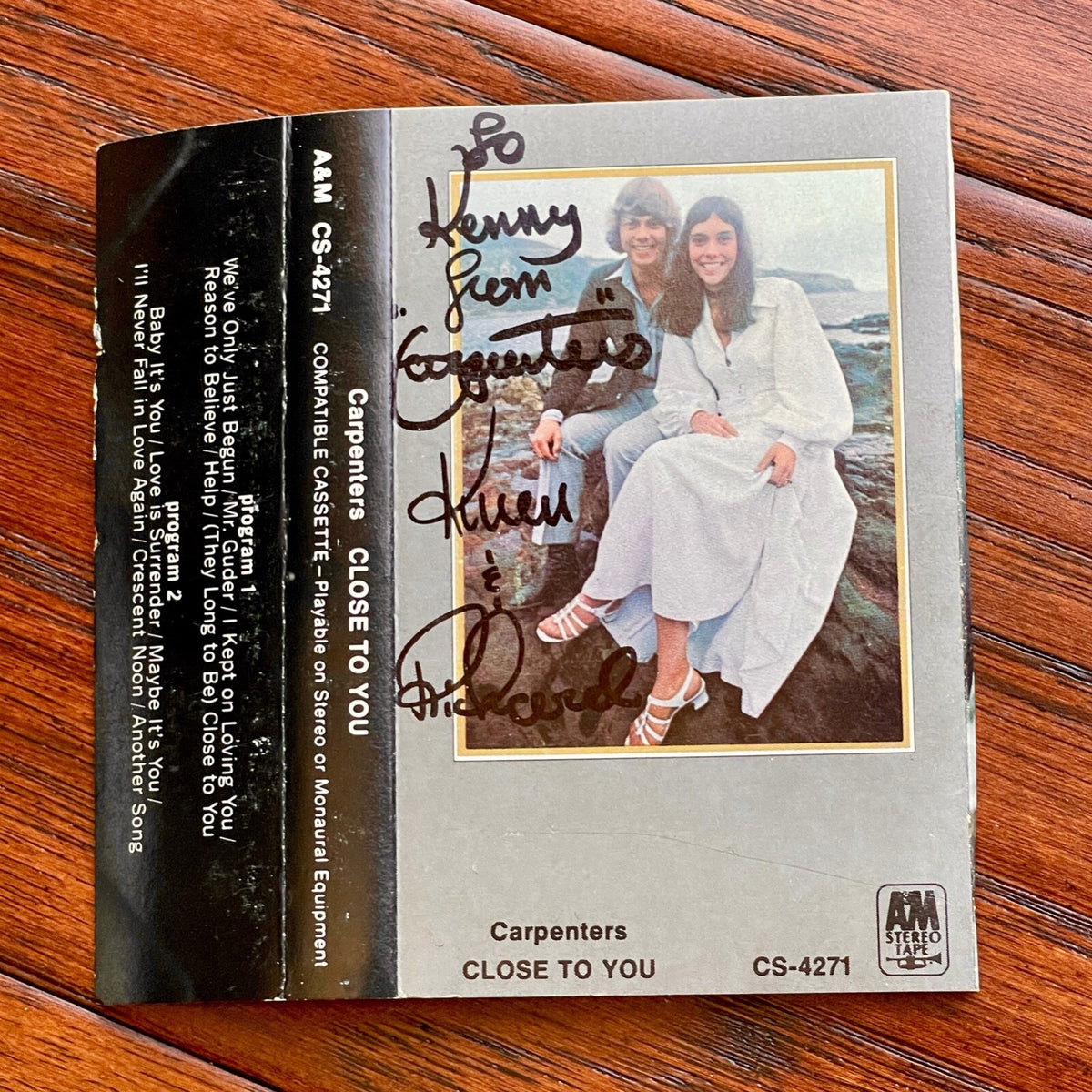 CARPENTERS * JSA * Karen & Richard Autograph CLOSE TO YOU Cassette  Tape SIGNED