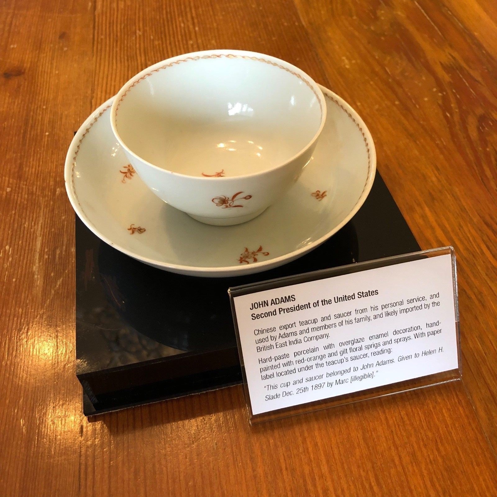 JOHN ADAMS * Personally OWNED & USED Teacup & Saucer * Boston Tea Party