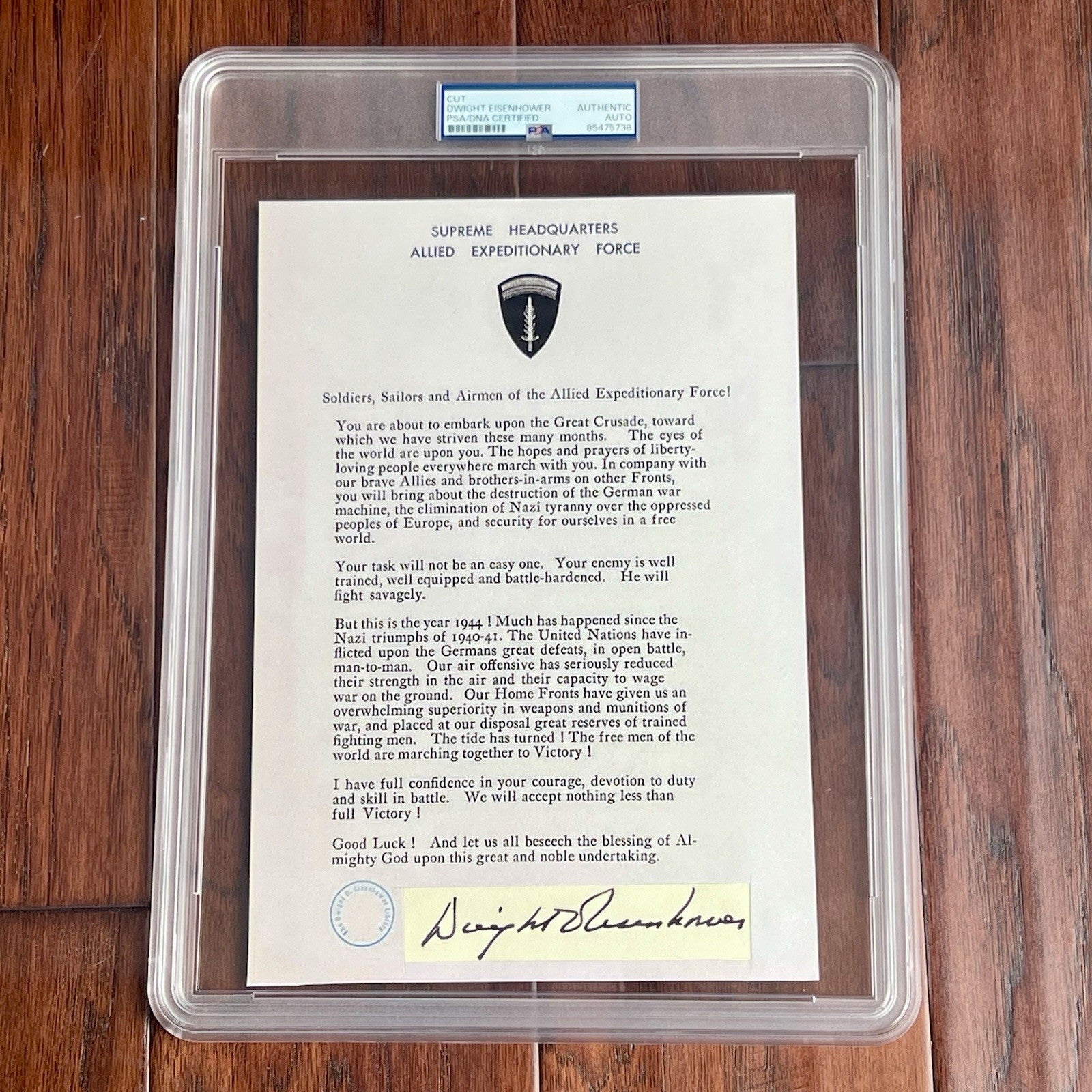 DWIGHT D. EISENHOWER * PSA * Autograph Custom Card D Day Orders Signed * WWII
