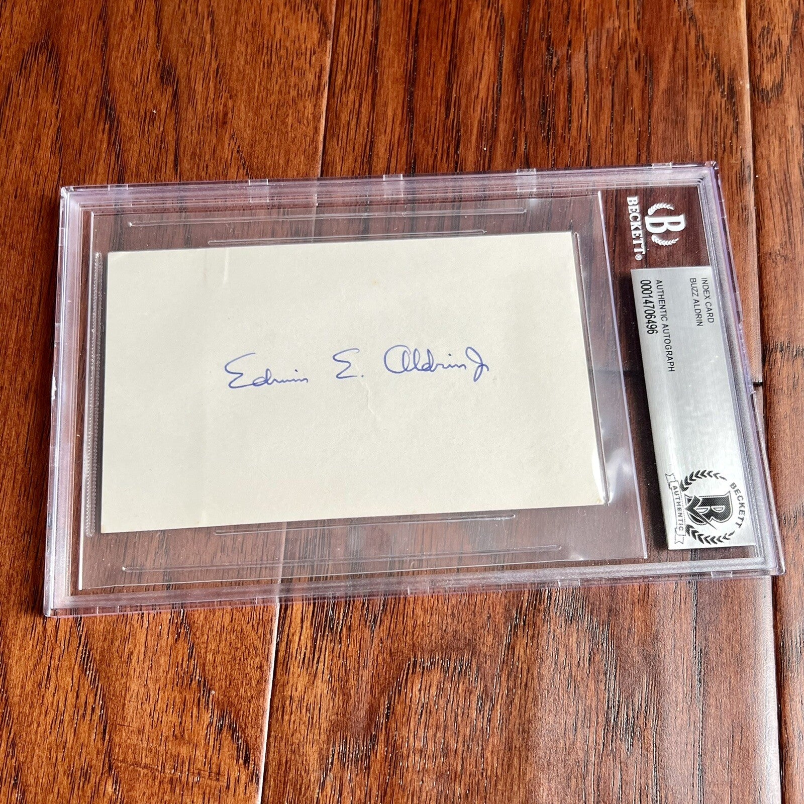 BUZZ ALDRIN * Beckett BAS * Full Signature Autograph Index card Signed Apollo 11