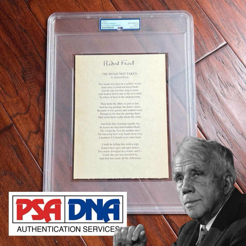 ROBERT FROST * PSA * Autograph "ROAD NOT TAKEN" Signed Souvenir Printed POEM