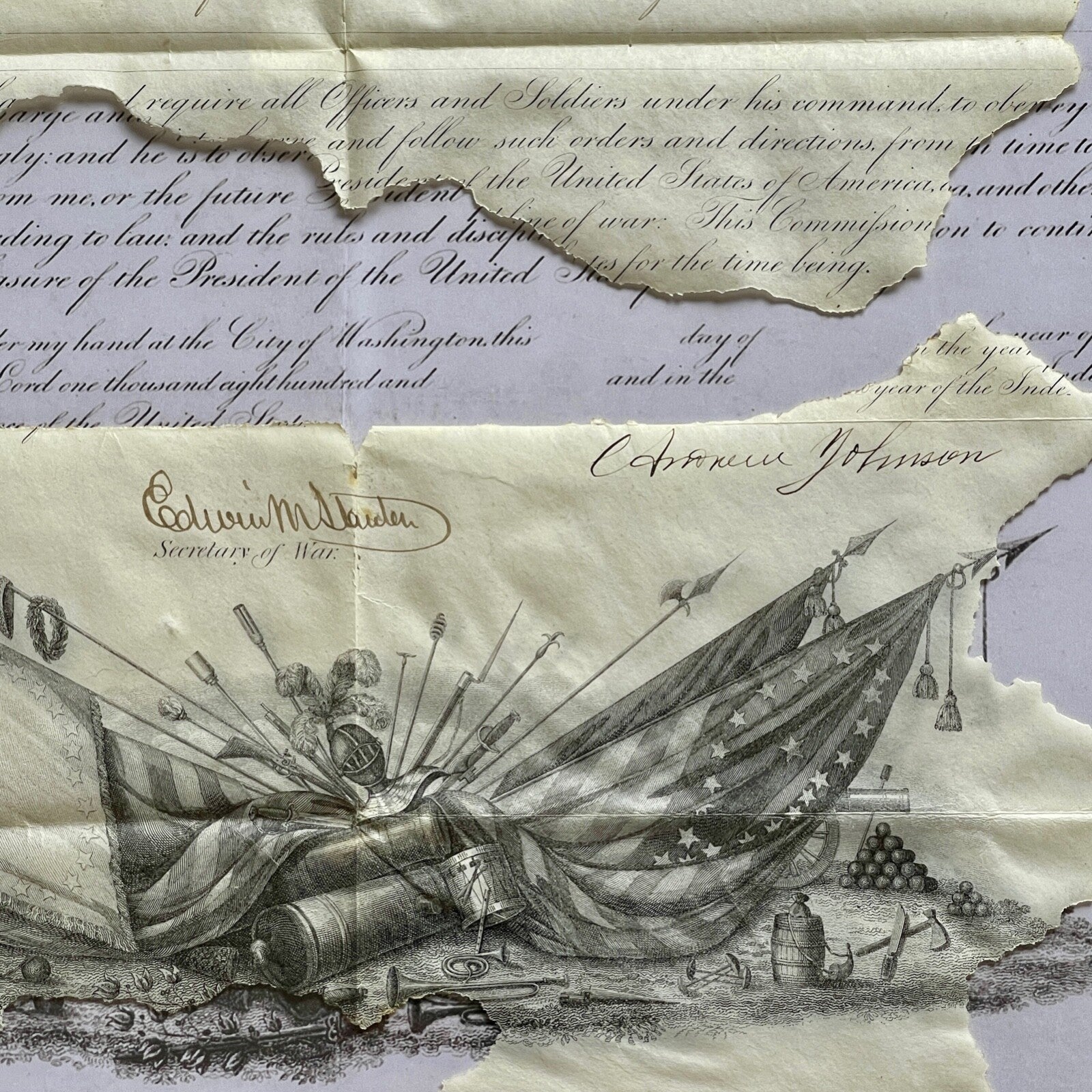 GEORGE CUSTER * PSA * Autograph MAJOR GEN. Promotion Signed by ANDREW JOHNSON