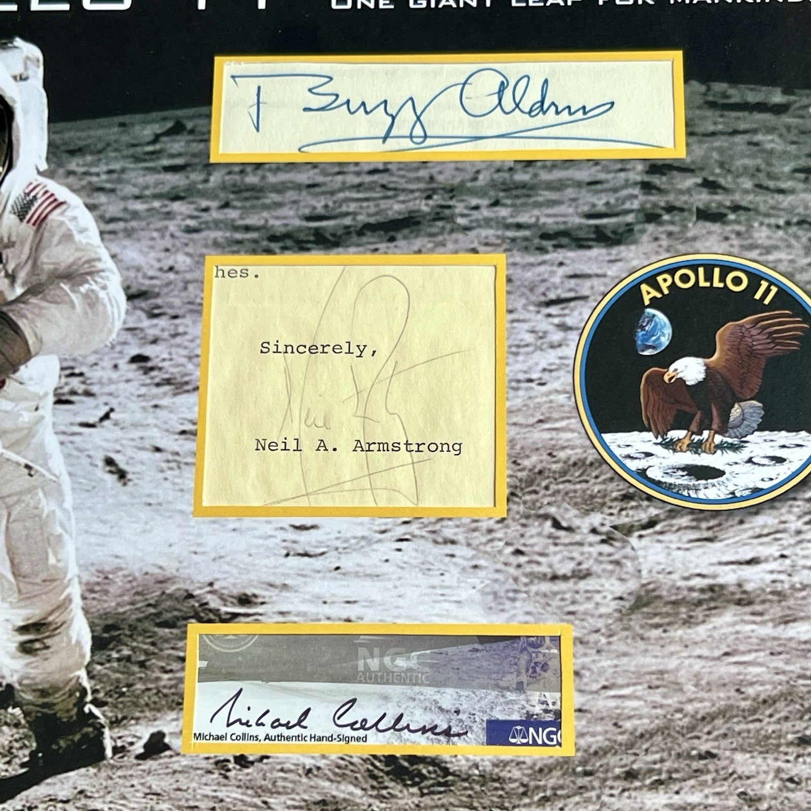 APOLLO 11 * PSA * Crew Signed Card Autographs * Neil Armstrong Aldrin Collins