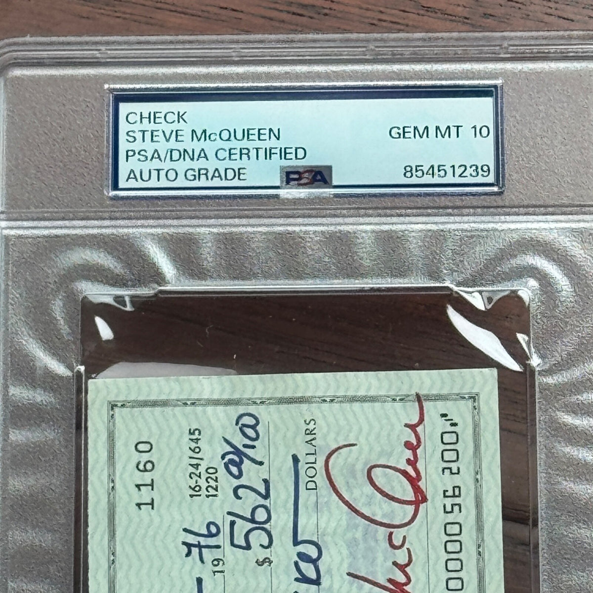 STEVE McQUEEN * PSA * GEM MINT 10 * Scarce AUTOGRAPH Personal Check SIGNED