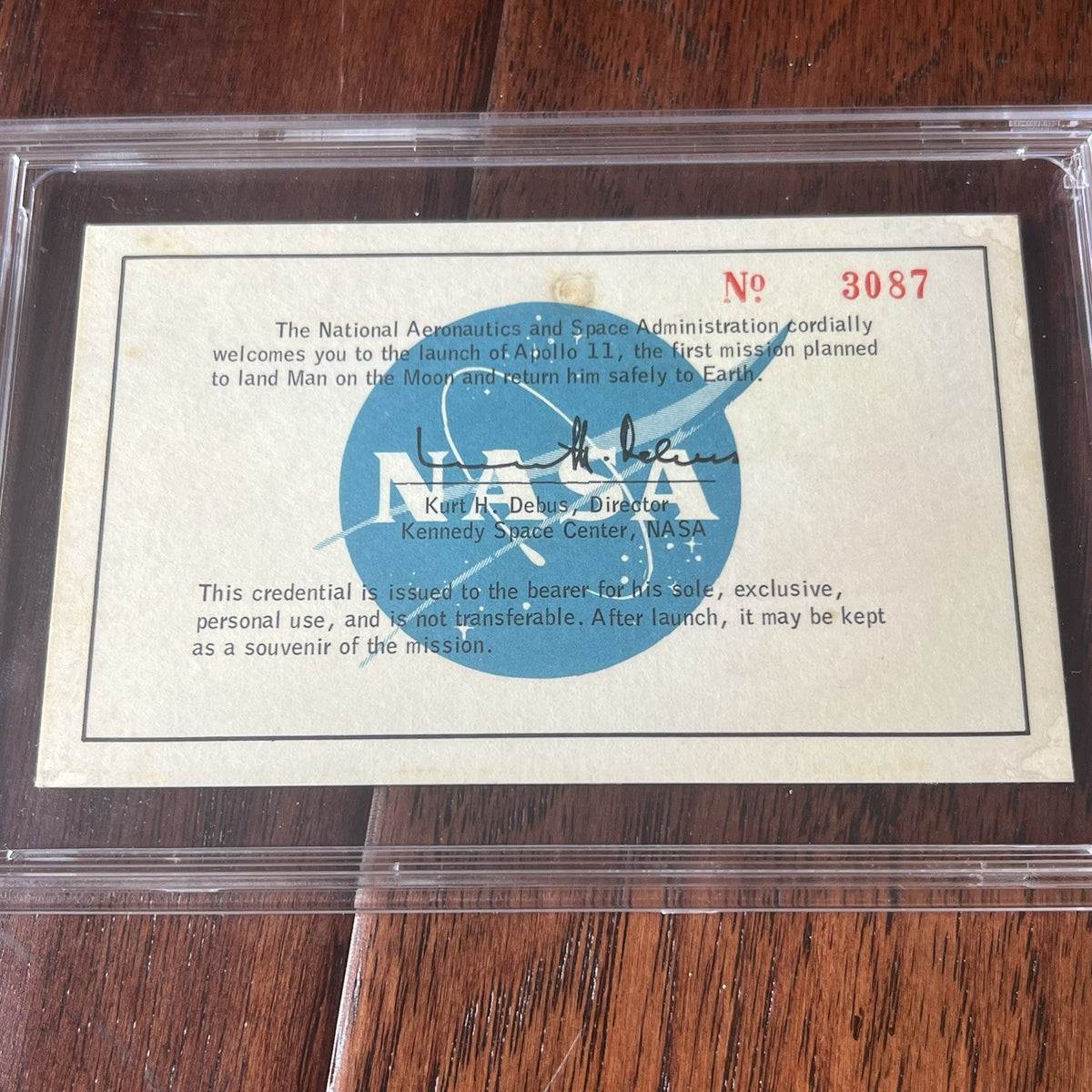 APOLLO 11 * PSA * NASA Blue VIP LAUNCH PASS 1969 Moon Landing Ticket Kennedy KSC