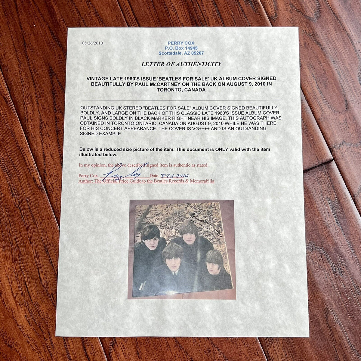 PAUL McCARTNEY * Beckett Autograph BEATLES FOR SALE LP Album Signed * Perry Cox