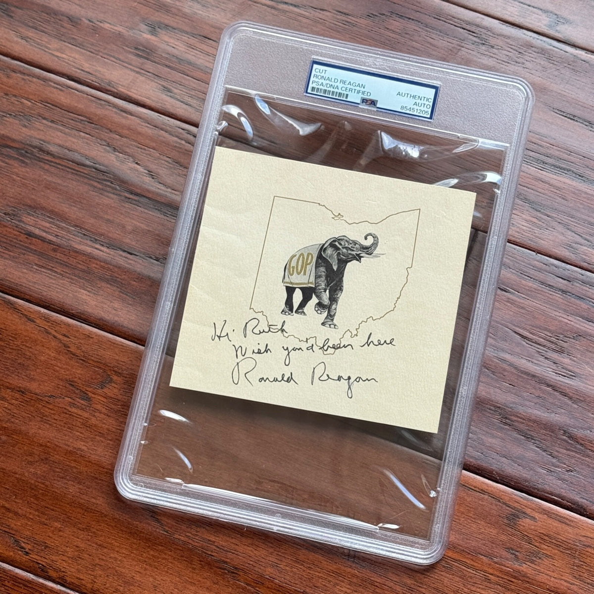 RONALD REAGAN * PSA/DNA * Autograph OHIO GOP Elephant Page Signed