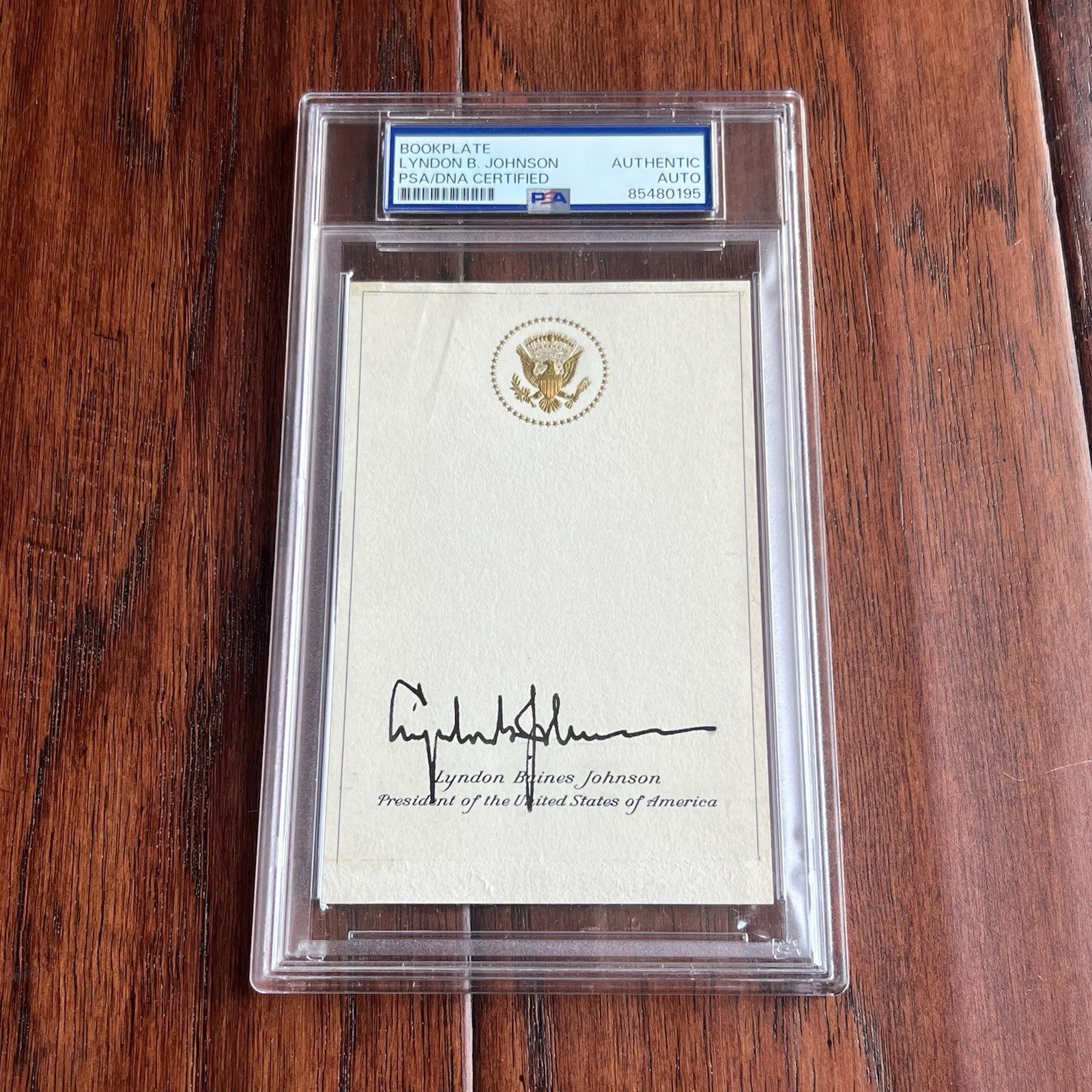 LYNDON B. JOHNSON * PSA/DNA * Autograph Bookplate Signed * LBJ President Seal