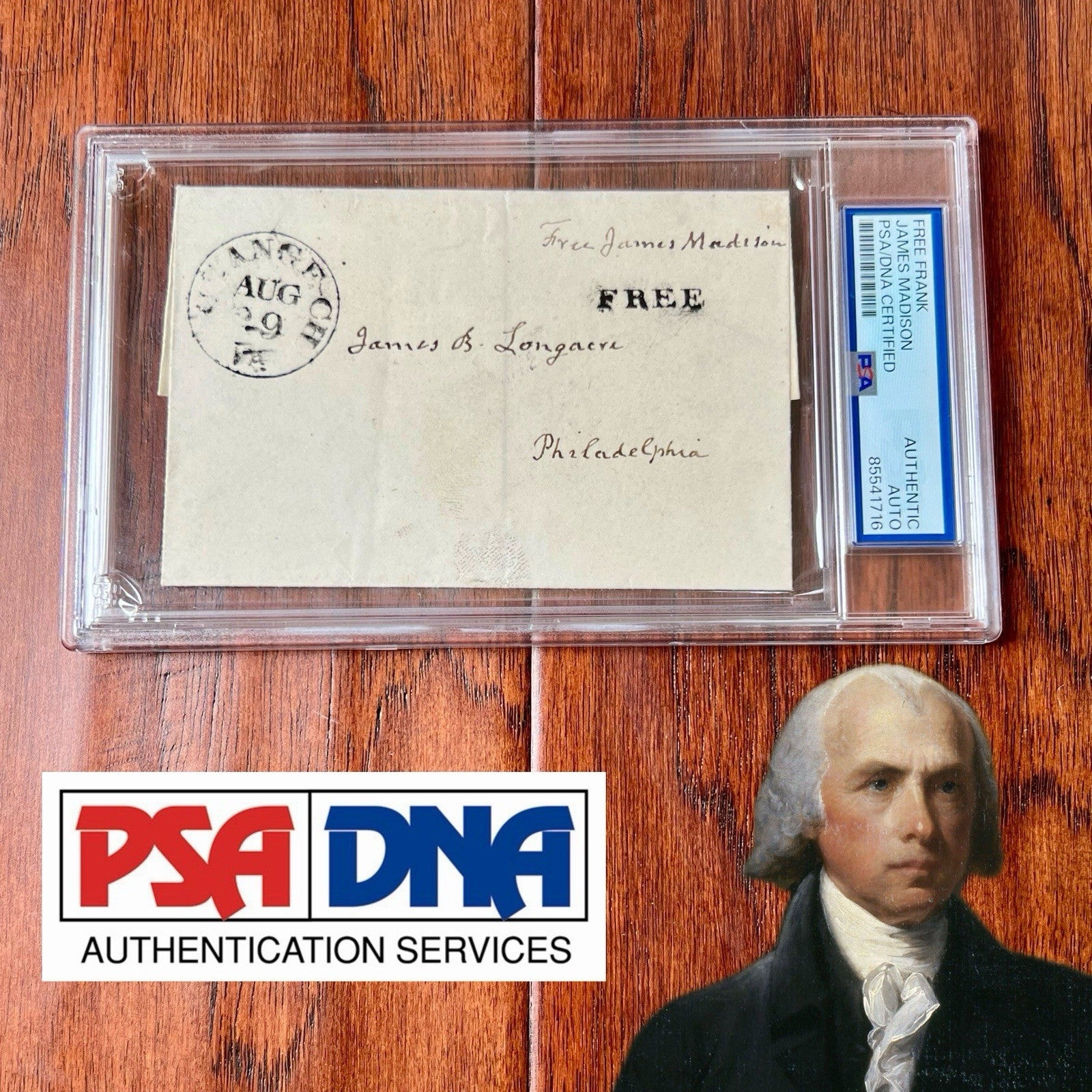JAMES MADISON * PSA * Autograph FREE FRANK Signed 2x Signature President