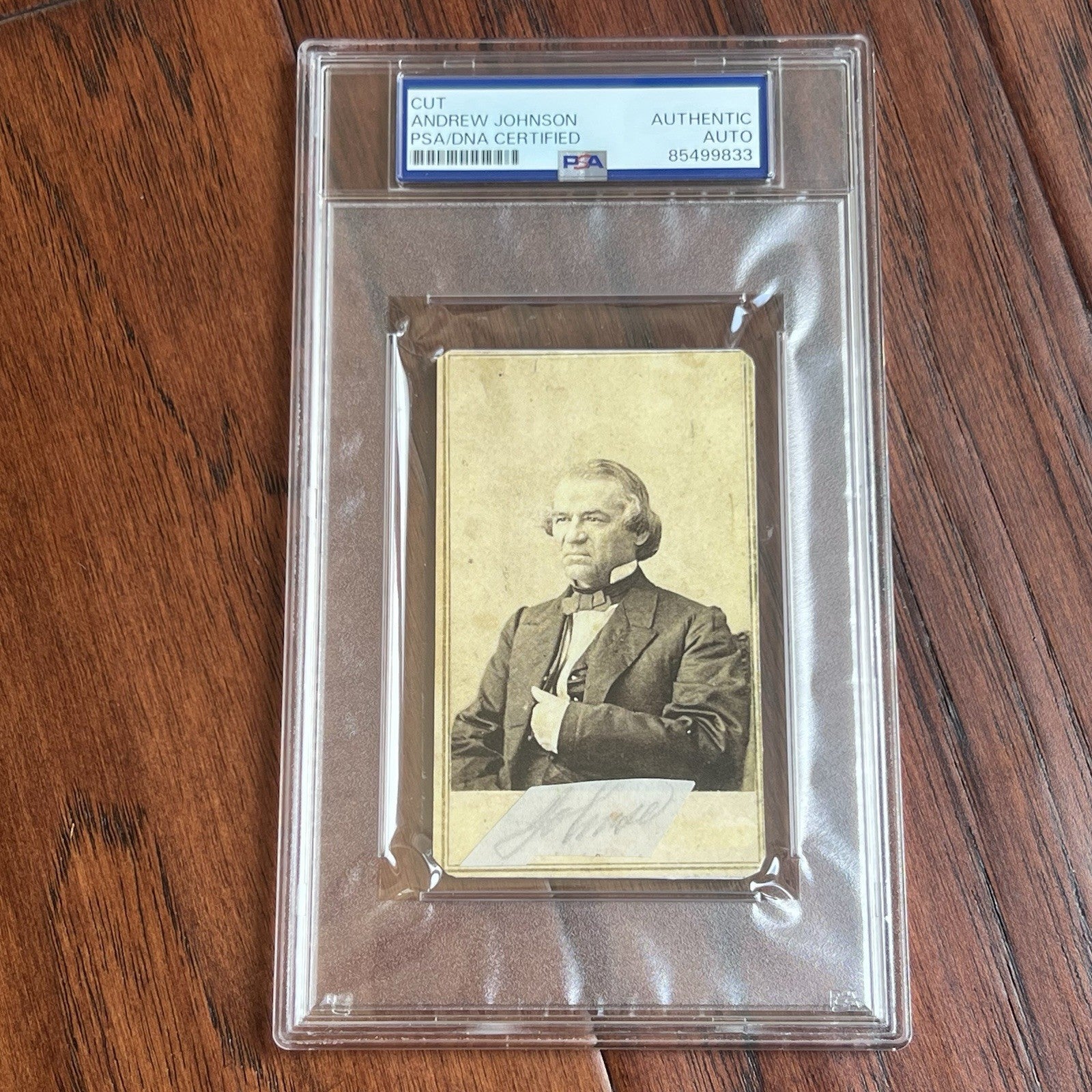 ANDREW JOHNSON * PSA * Autograph Cut Signature CDV Signed President Photograph
