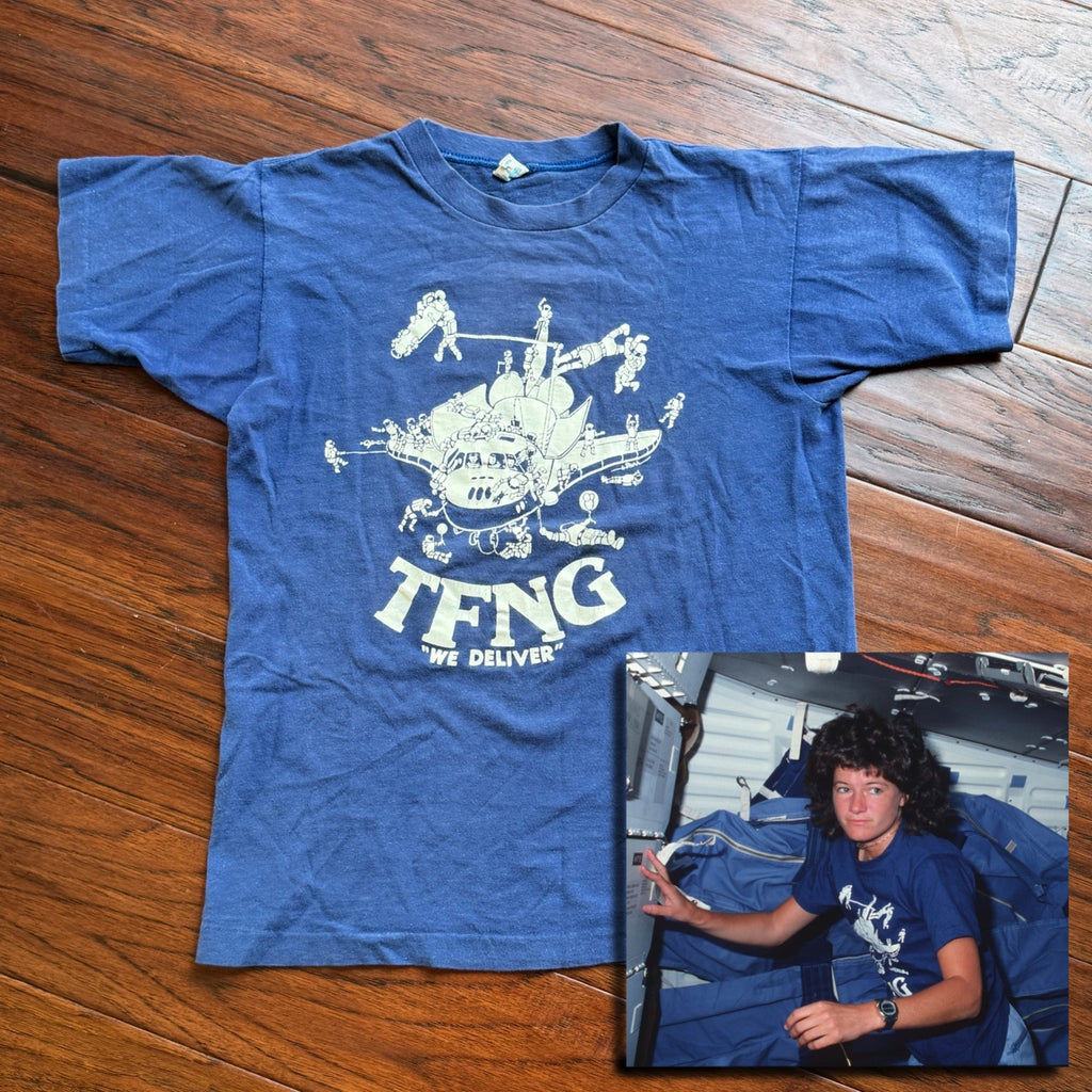 SALLY RIDE * Ride Estate Signed COA * NASA STS-7 Mission T-Shirt FLOWN IN SPACE