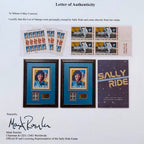 SALLY RIDE * Ride Estate Signed COA * Her Owned FIRST MAN ON MOON Stamp Block