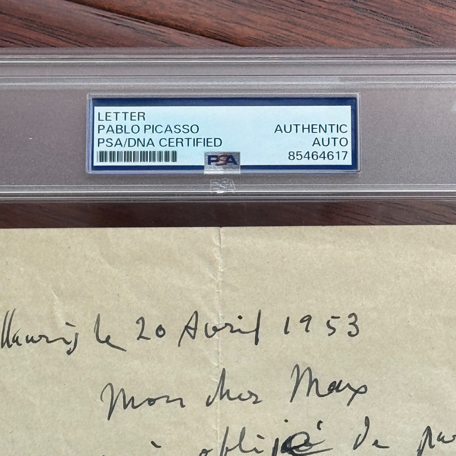 PABLO PICASSO * PSA/DNA * Handwritten AUTOGRAPH Letter SIGNED * PARIS 1953