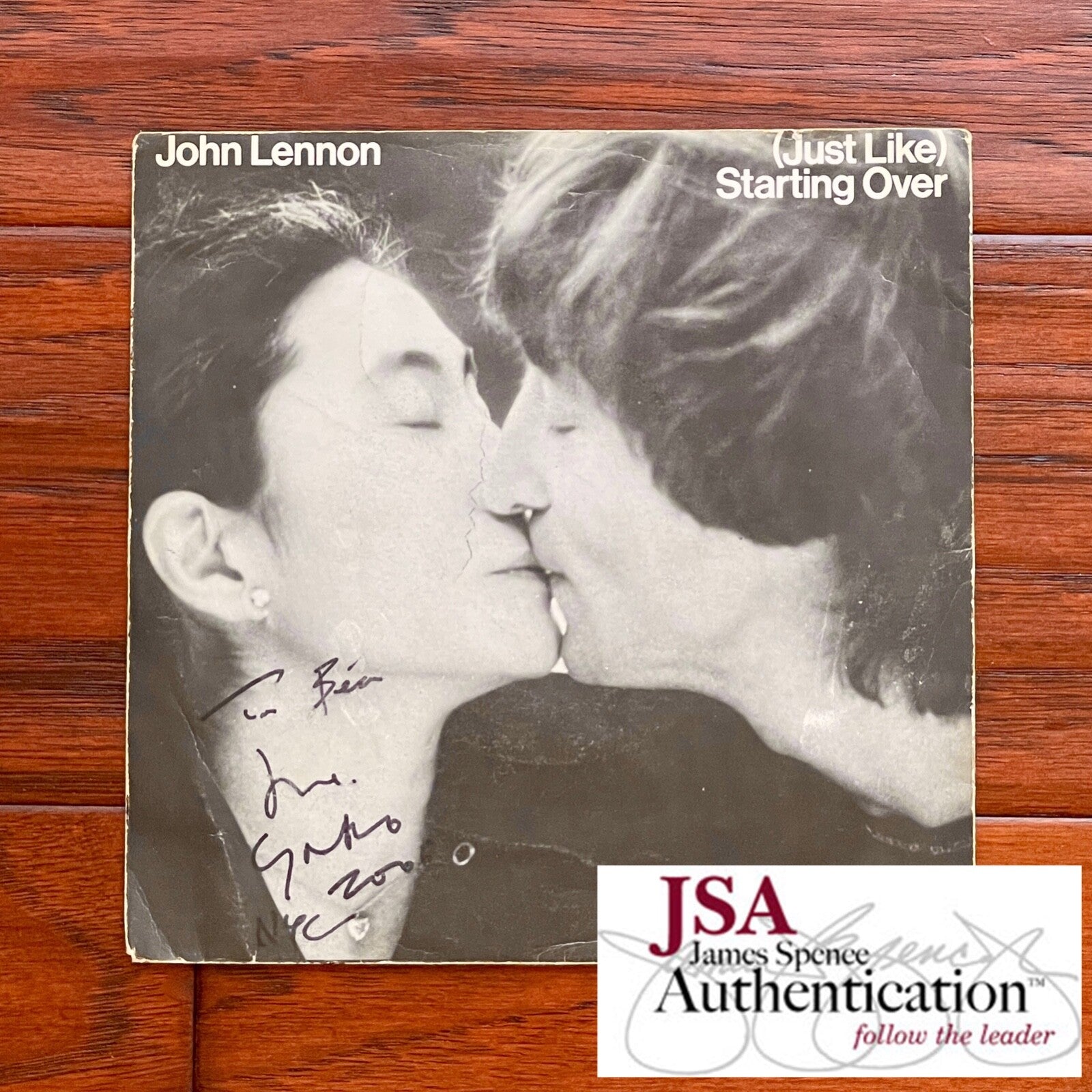 YOKO ONO * JSA * Autograph "STARTING OVER" 45 RPM Signed * Lennon DOUBLE FANTASY
