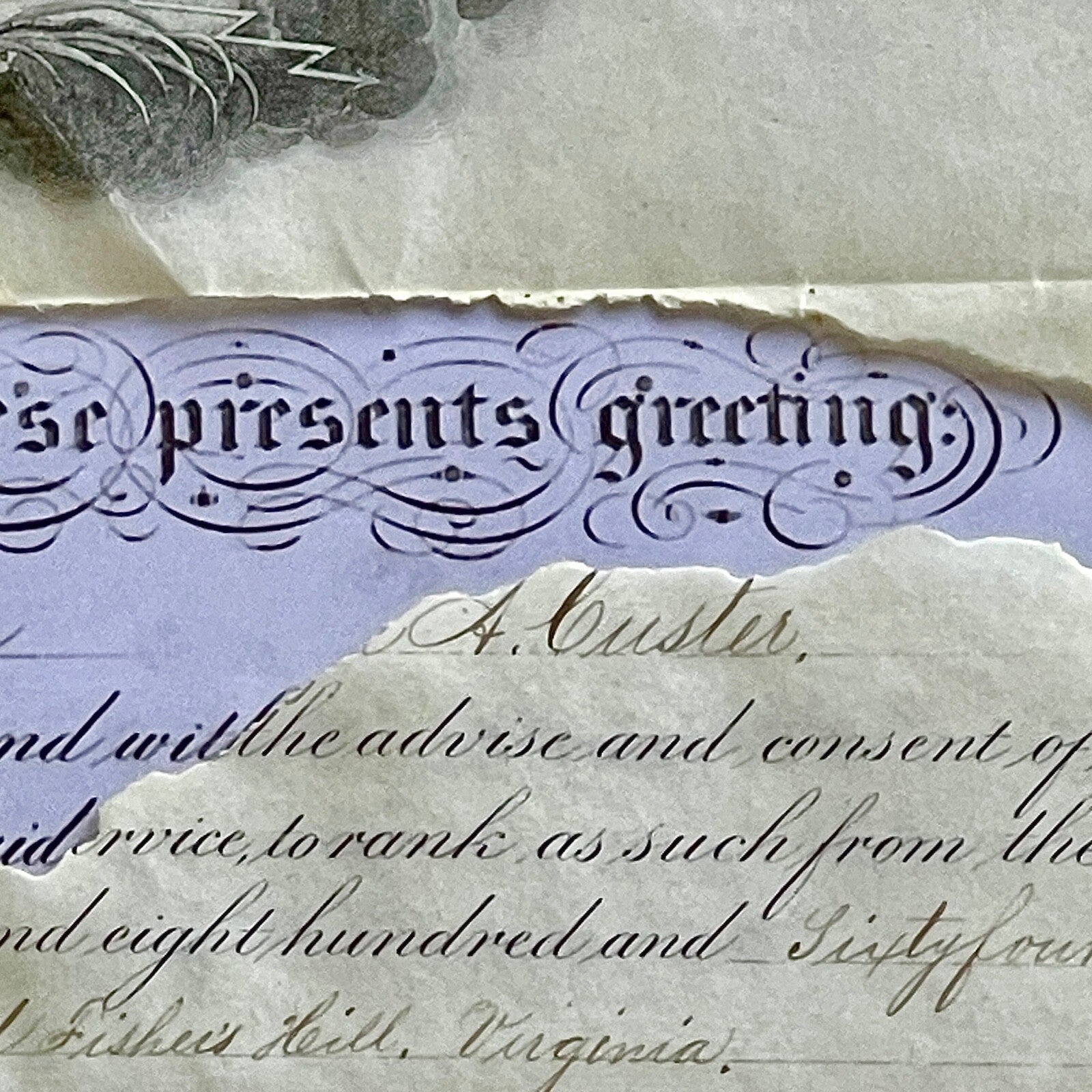 GEORGE CUSTER * PSA * Autograph MAJOR GEN. Promotion Signed by ANDREW JOHNSON