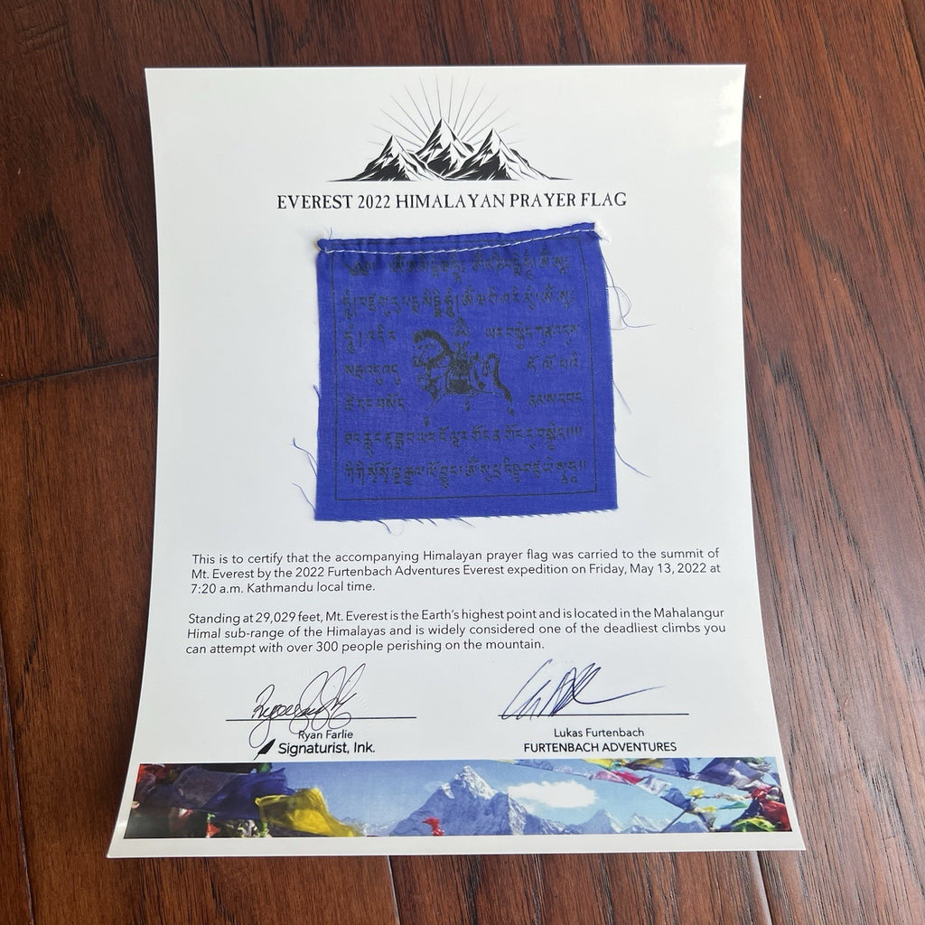MOUNT EVEREST Genuine Tibetan PRAYER FLAG Carried to the Summit 29029 FT * Nepal