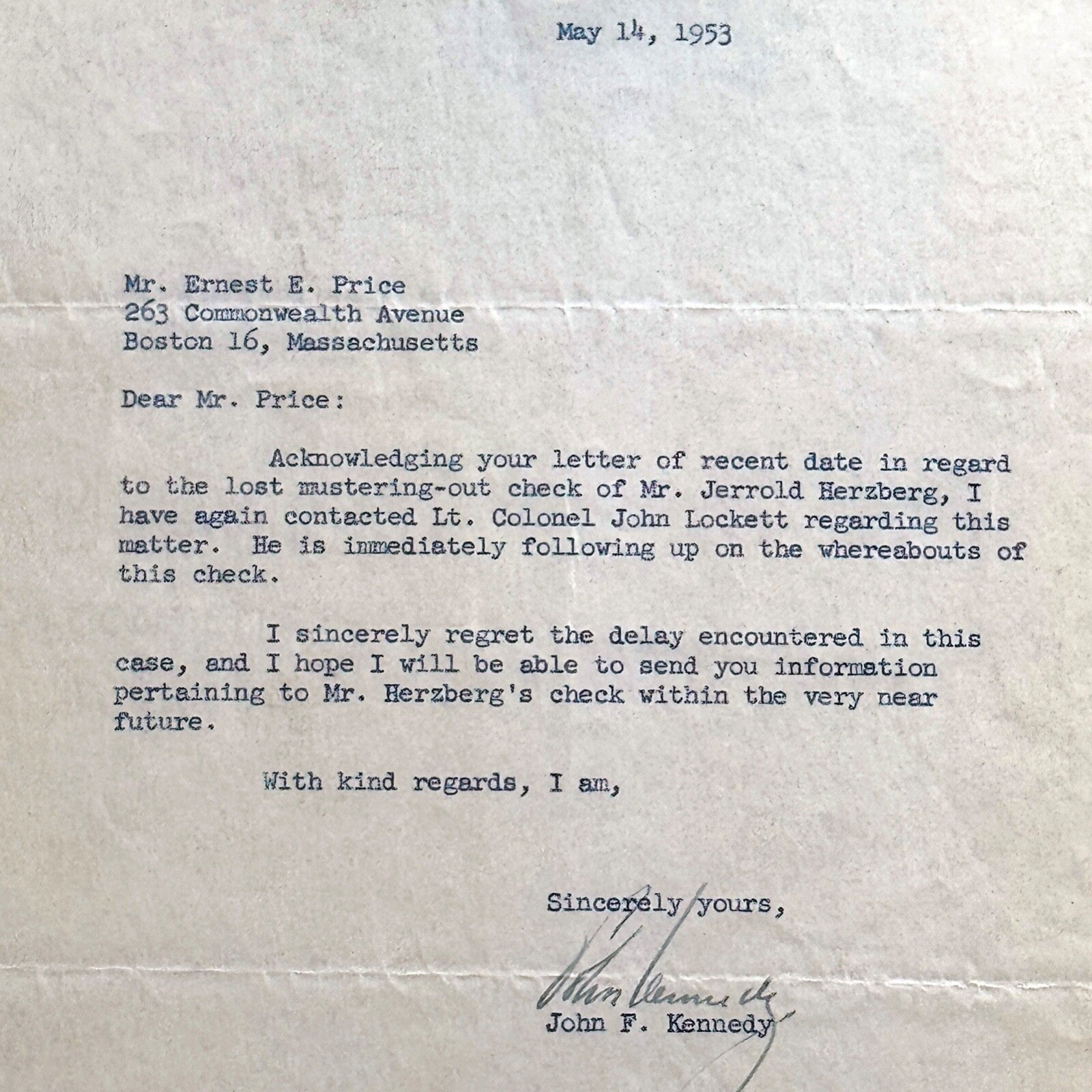 JOHN F. KENNEDY * PSA * Senate AUTOGRAPH Veterans Assistance Letter SIGNED JFK