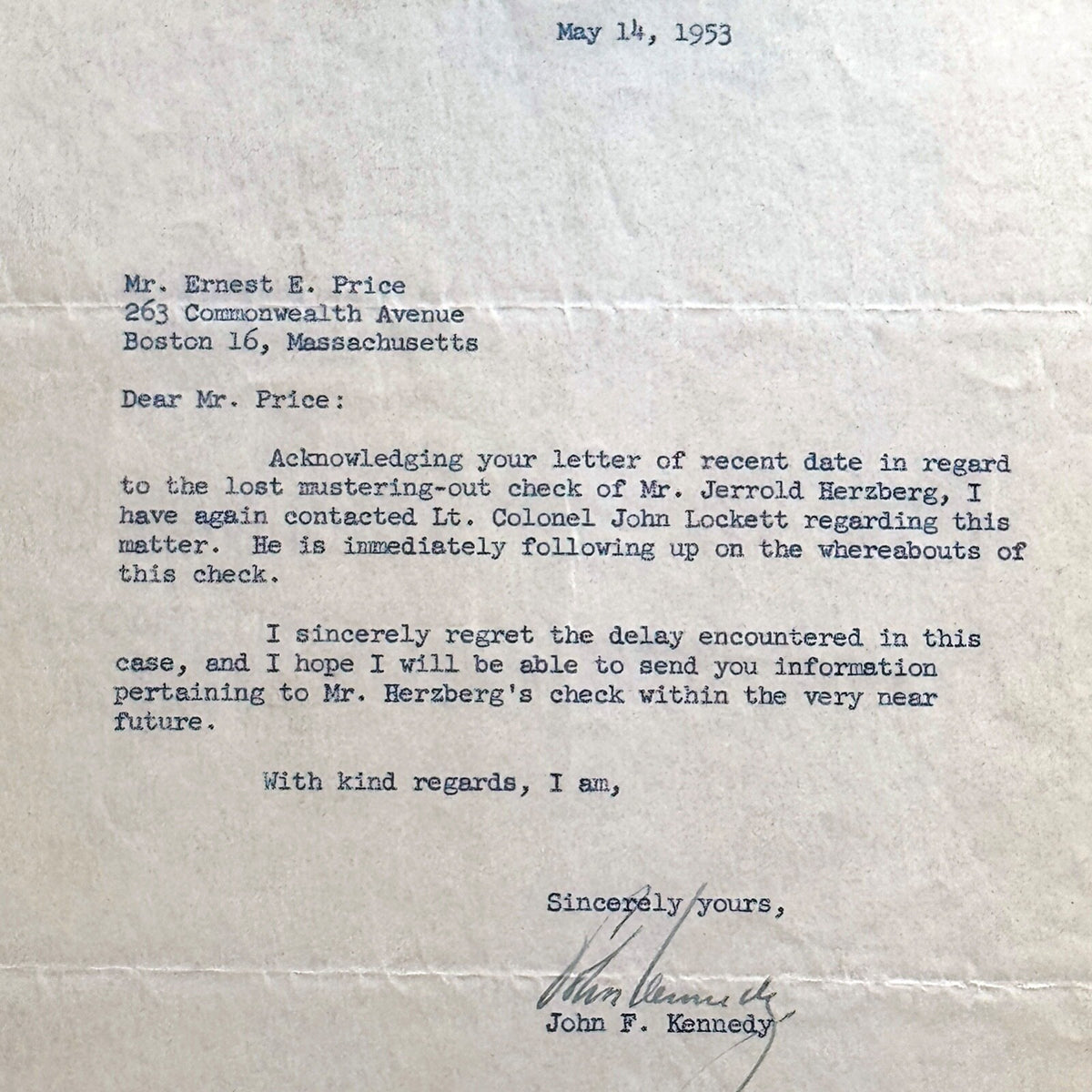 JOHN F. KENNEDY * PSA * Senate AUTOGRAPH Veterans Assistance Letter SIGNED JFK
