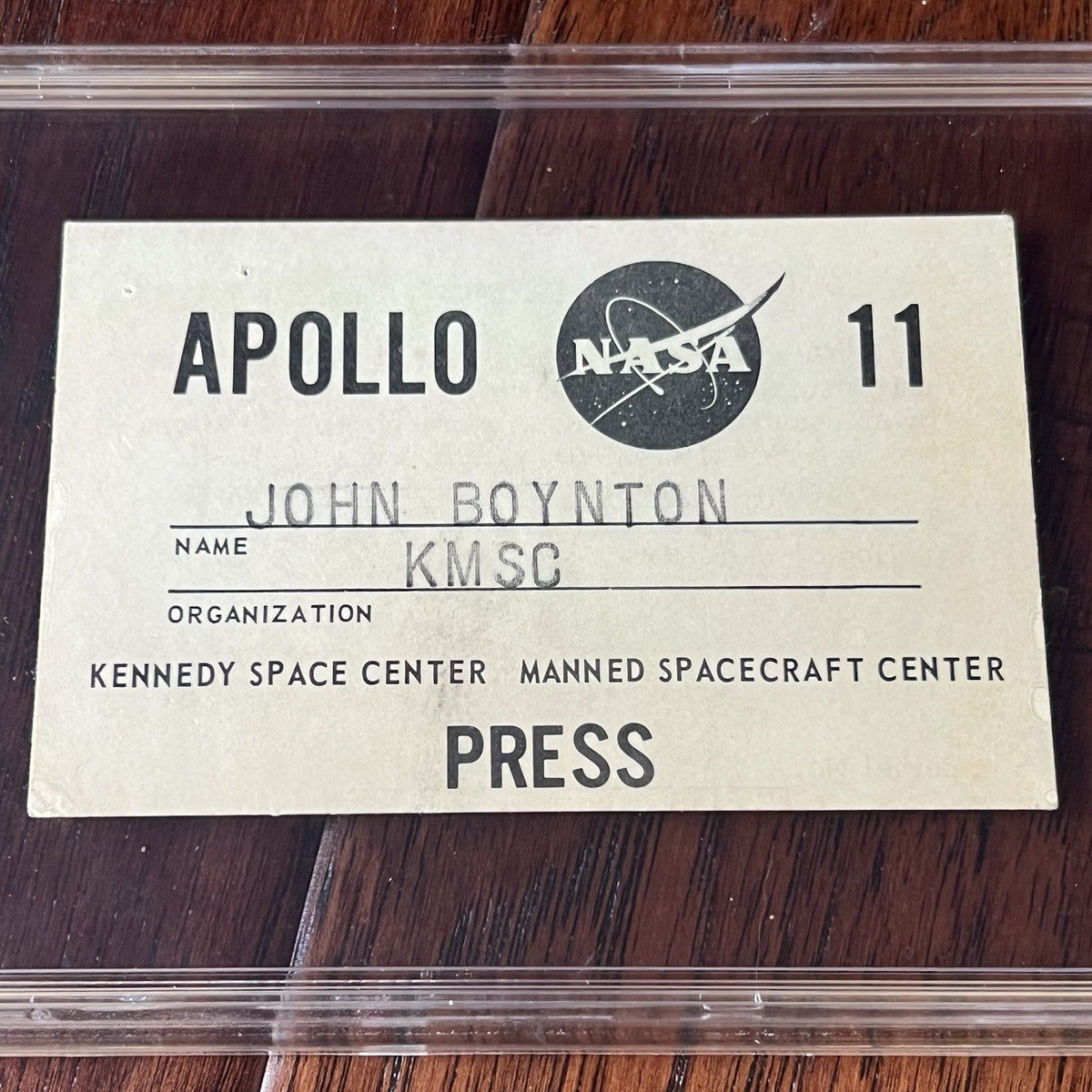 APOLLO 11 * PSA * NASA PRESS PASS Badge 1969 Moon Landing * POP 1