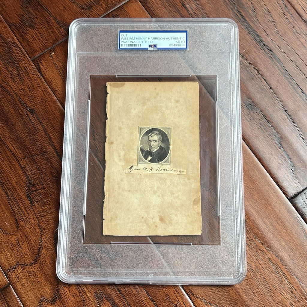 WILLIAM HENRY HARRISON * PSA * Scarce Autograph ENGRAVING Portrait Signed Image