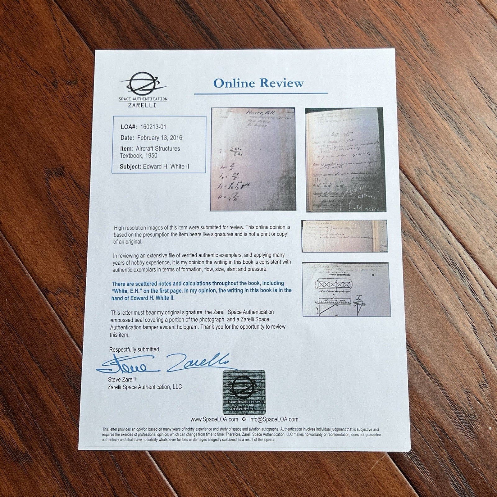 EDWARD H. WHITE II * HANDWRITTEN NOTES Not Autograph Signed APOLLO GEMINI * COA