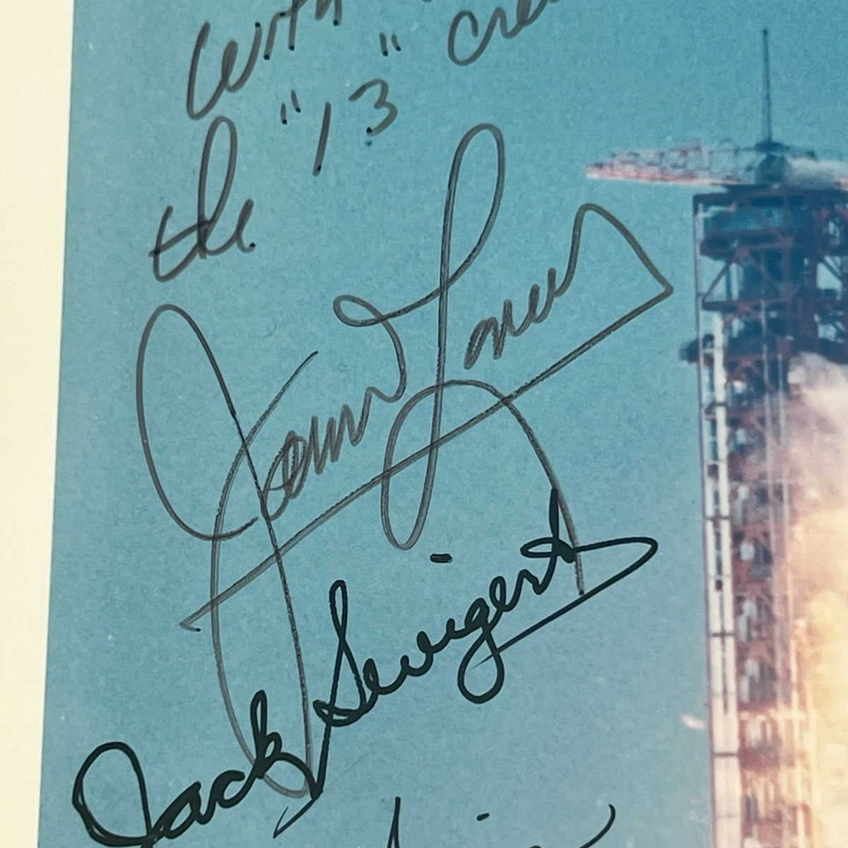 APOLLO 13 * PSA * Crew AUTOGRAPH Launch Photo SIGNED * LOVELL HAISE JACK SWIGERT