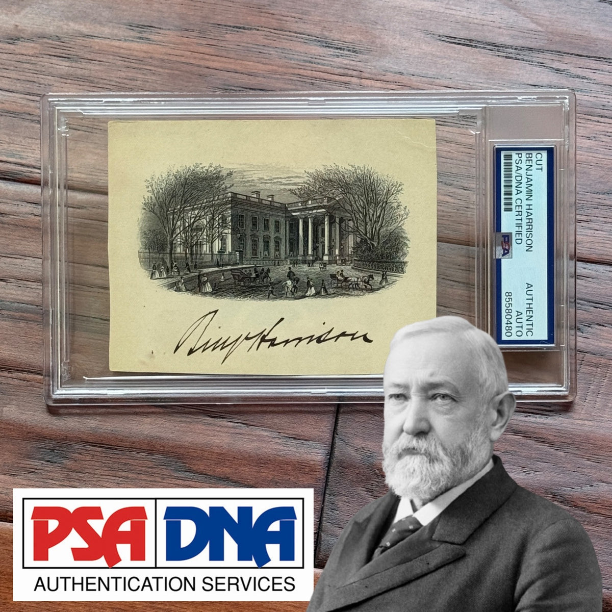 BENJAMIN HARRISON * PSA * Autograph WHITE HOUSE Engraving SIGNED