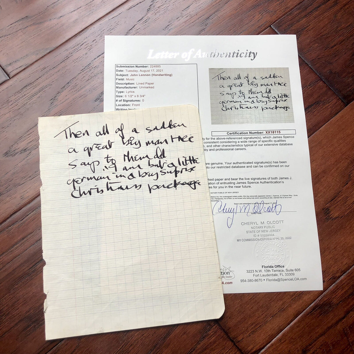 JOHN LENNON * JSA LOA * Handwritten Autograph Prose Poem Lyrics * Not Signed