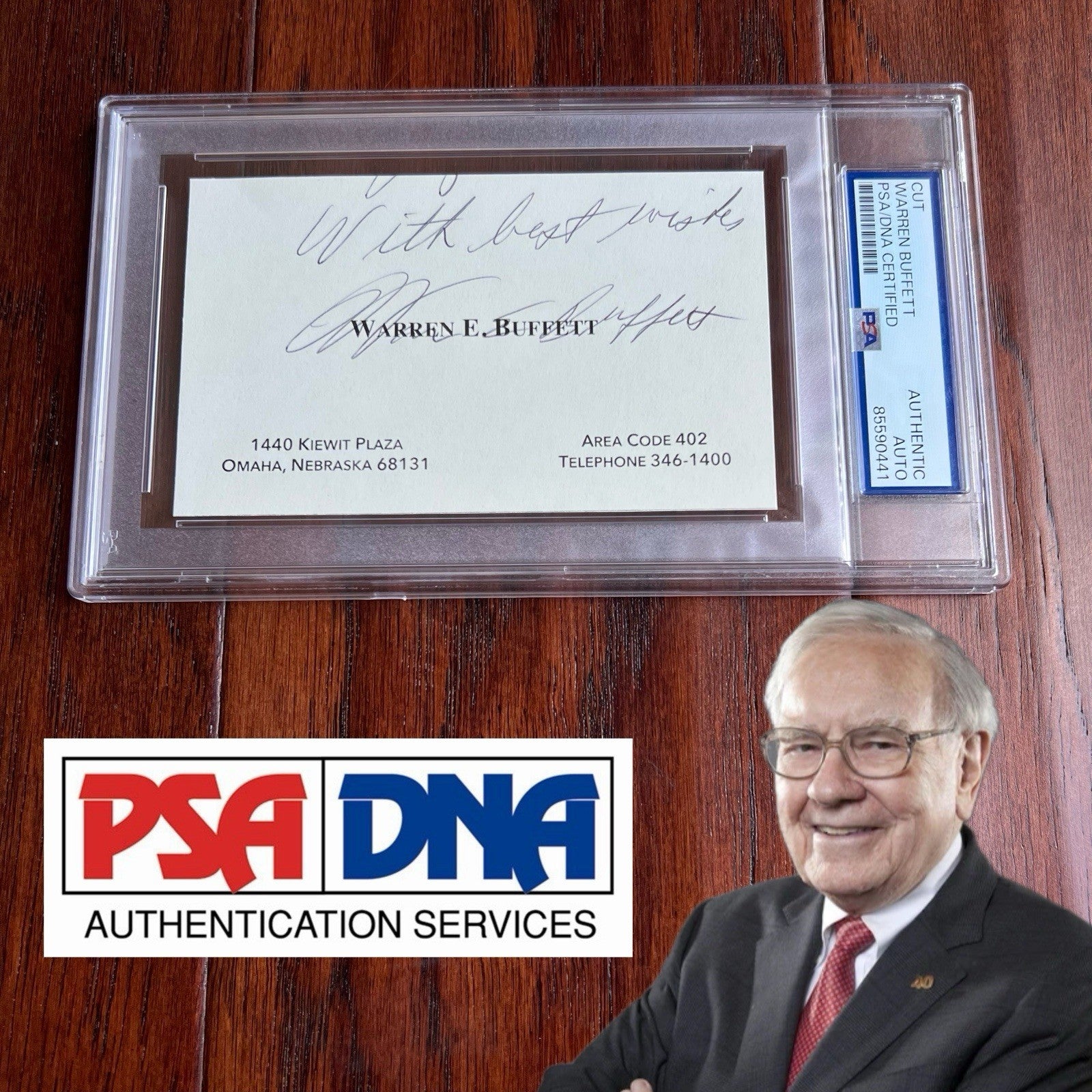 WARREN BUFFETT * PSA  Autograph Berkshire Hathaway BUSINESS CARD Souvenir SIGNED