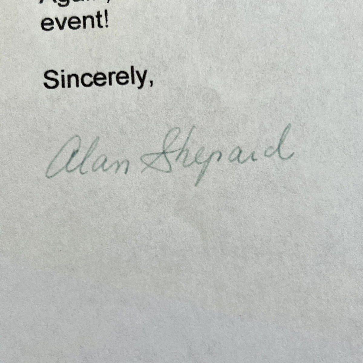 ALAN SHEPARD * JSA * Signed Letter RE: Golf Autograph * Astronaut Signature NASA