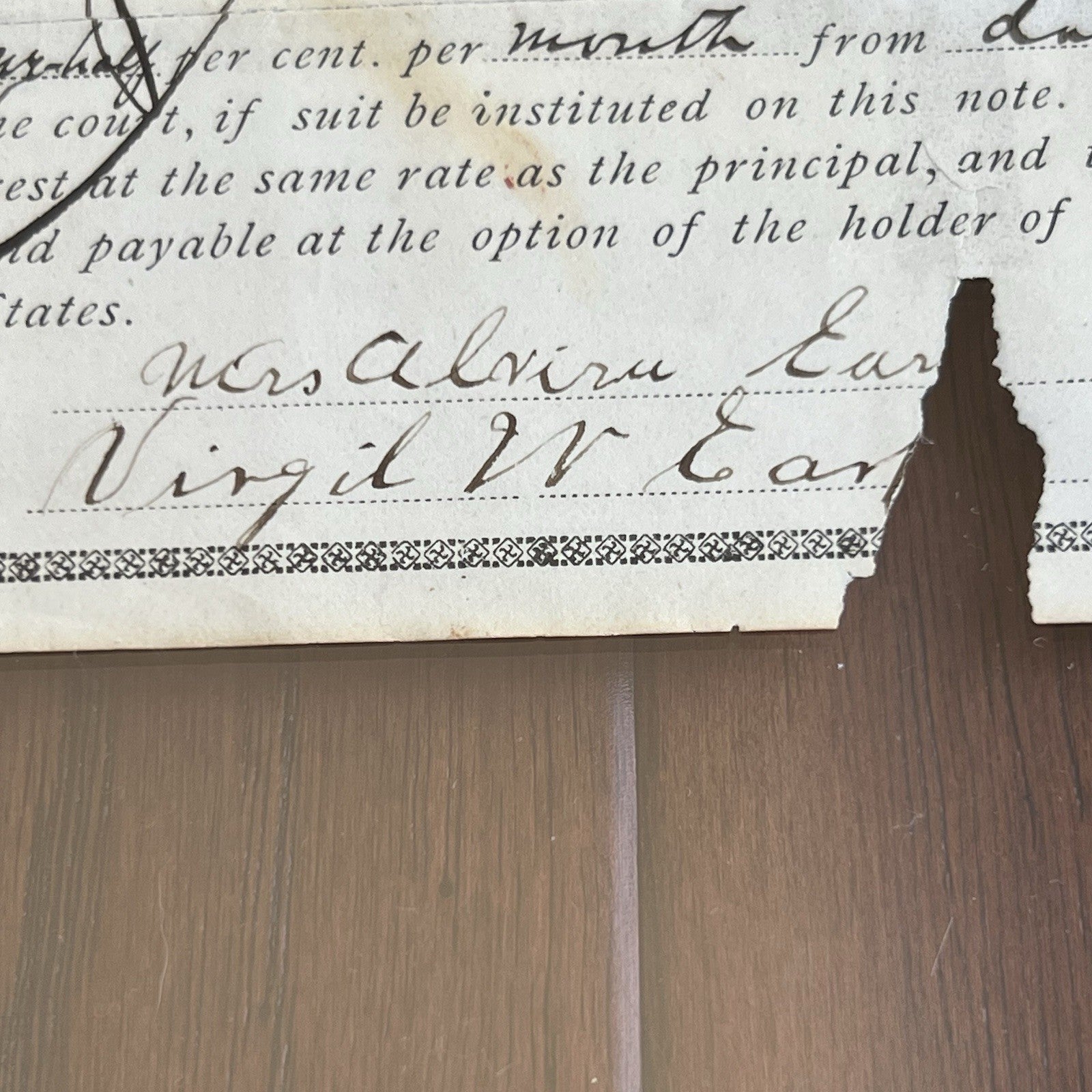 VIRGIL EARP * PSA * OK CORRAL Marshal AUTOGRAPH Loan Document SIGNED WYATT Bro