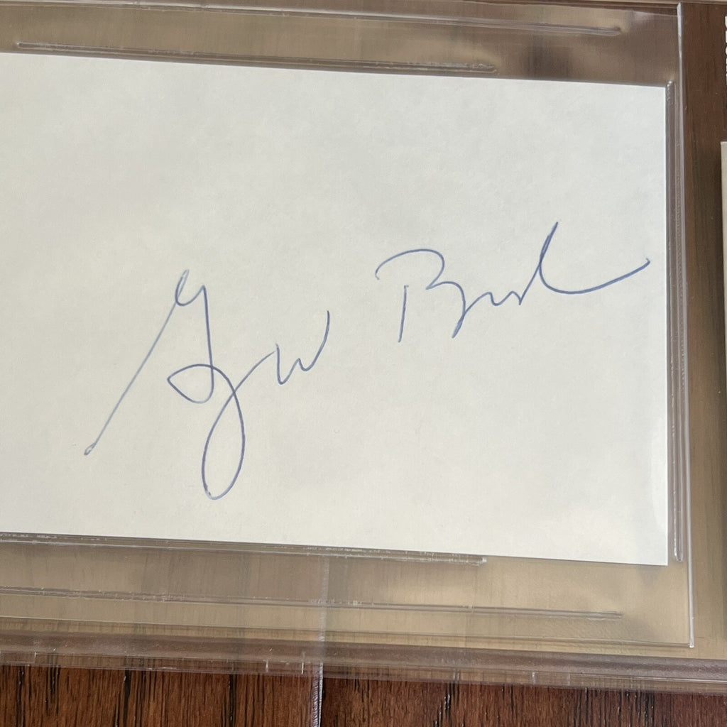GEORGE W. BUSH * Beckett BAS * Signed Texas Rangers 3x5 Index Card Autograph