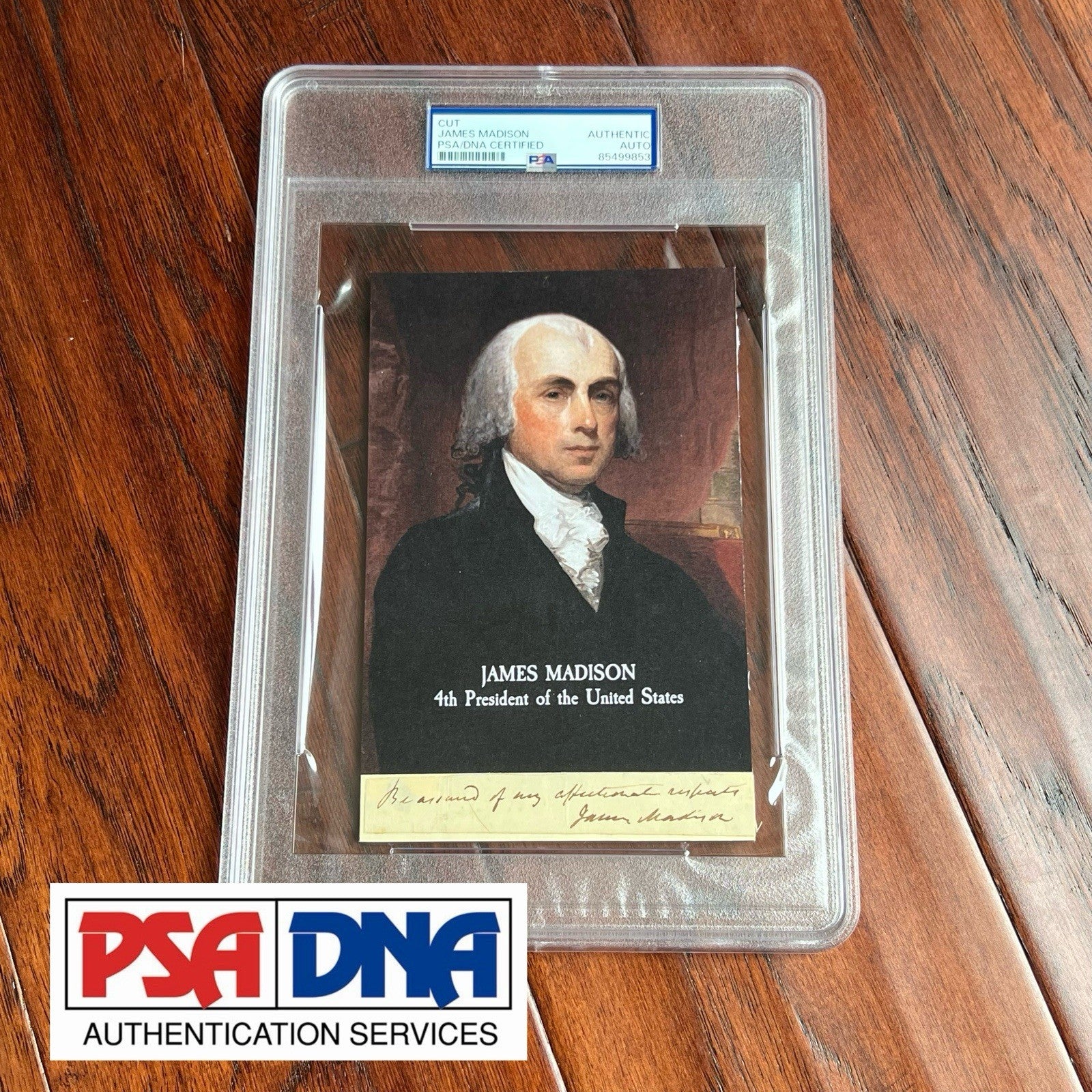 JAMES MADISON * PSA * Autograph Cut Signature CUSTOM CARD Signed Handwritten