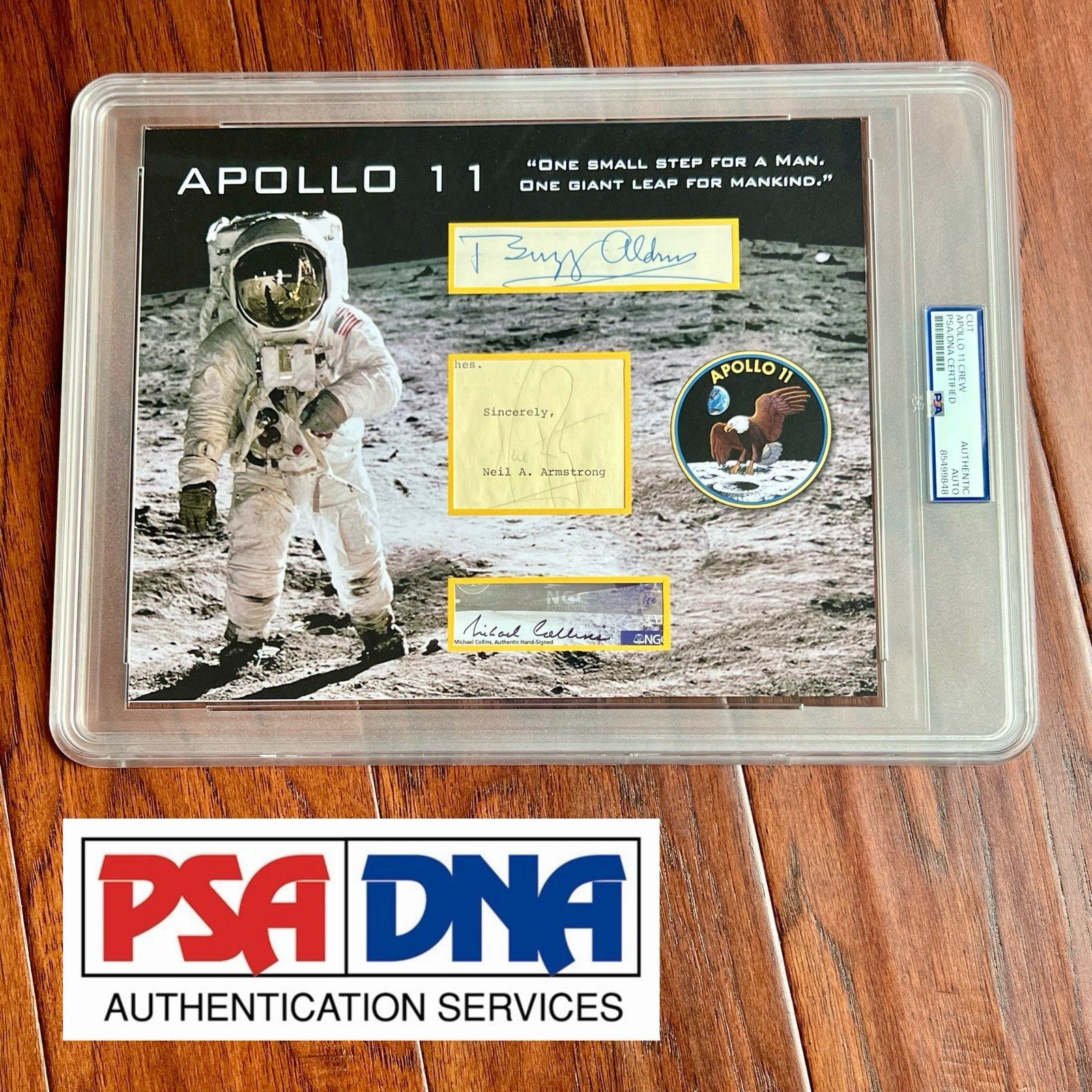 APOLLO 11 * PSA * Crew Signed Card Autographs * Neil Armstrong Aldrin Collins