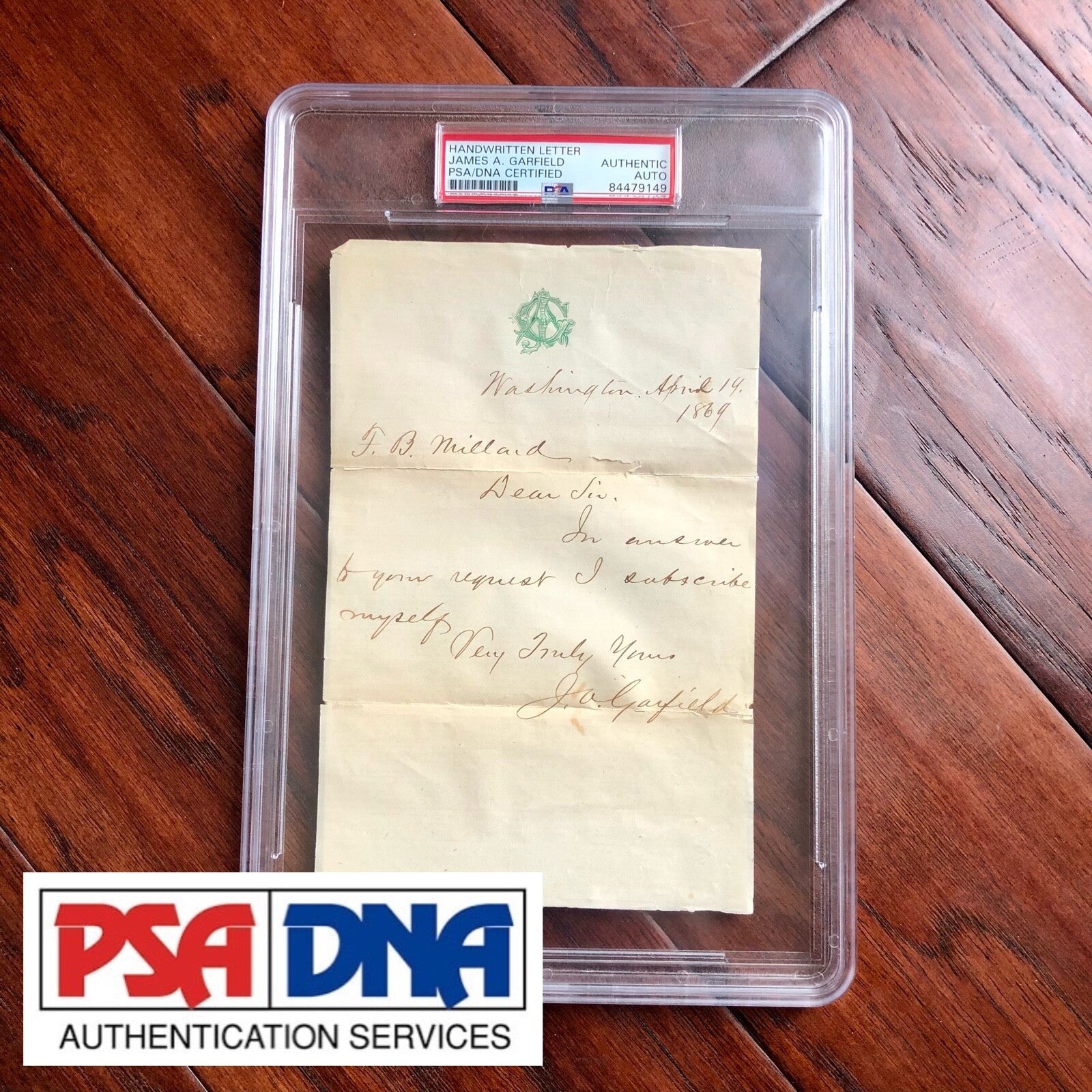 JAMES A. GARFIELD * PSA * Handwritten AUTOGRAPH Letter SIGNED