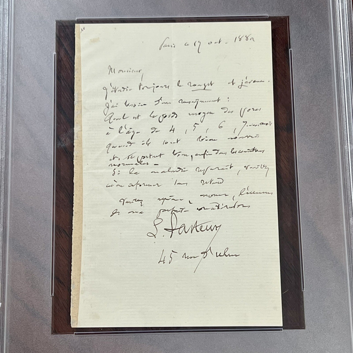 LOUIS PASTEUR * PSA/DNA * Autograph Letter Testing His Vaccine for Pigs Signed