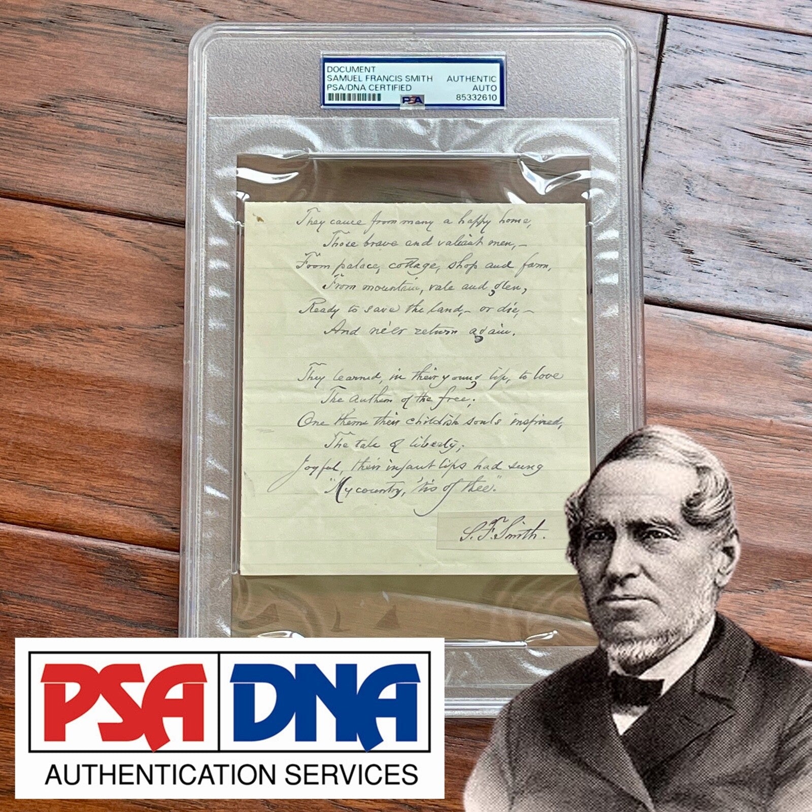 SAMUEL FRANCIS SMITH * PSA * AMERICA / My Country 'Tis of Thee AUTOGRAPH Signed
