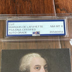 MARQUIS DE LAFAYETTE * PSA * Graded NM-MT 8 Autograph Cut CUSTOM CARD Signed
