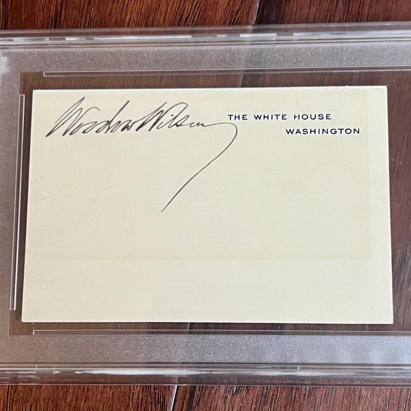 Woodrow Wilson * PSA * Autograph WHITE HOUSE CARD Signed * As President Slab
