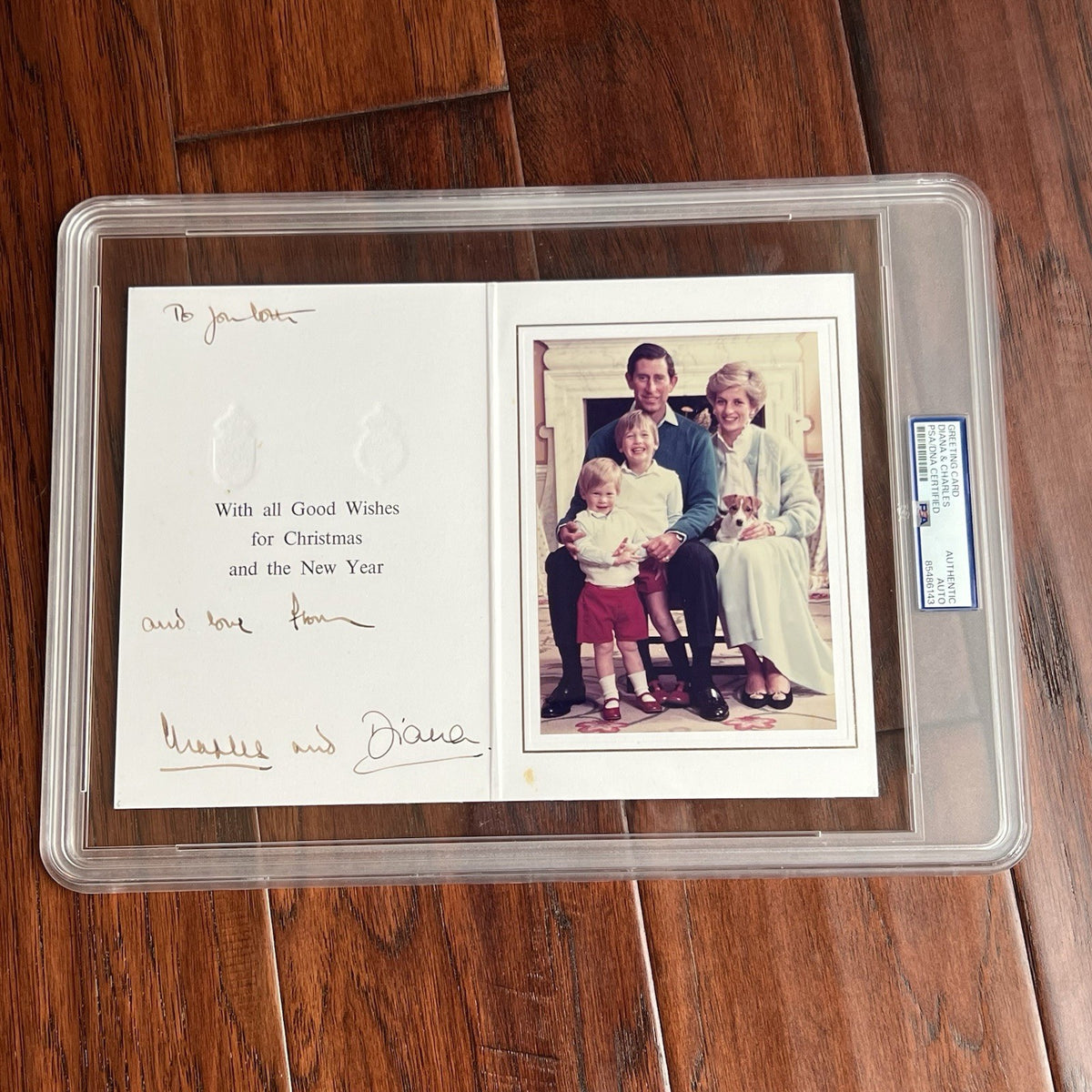 PRINCESS DIANA & KING CHARLES III * PSA * Autograph Family Xmas Card Signed 1986