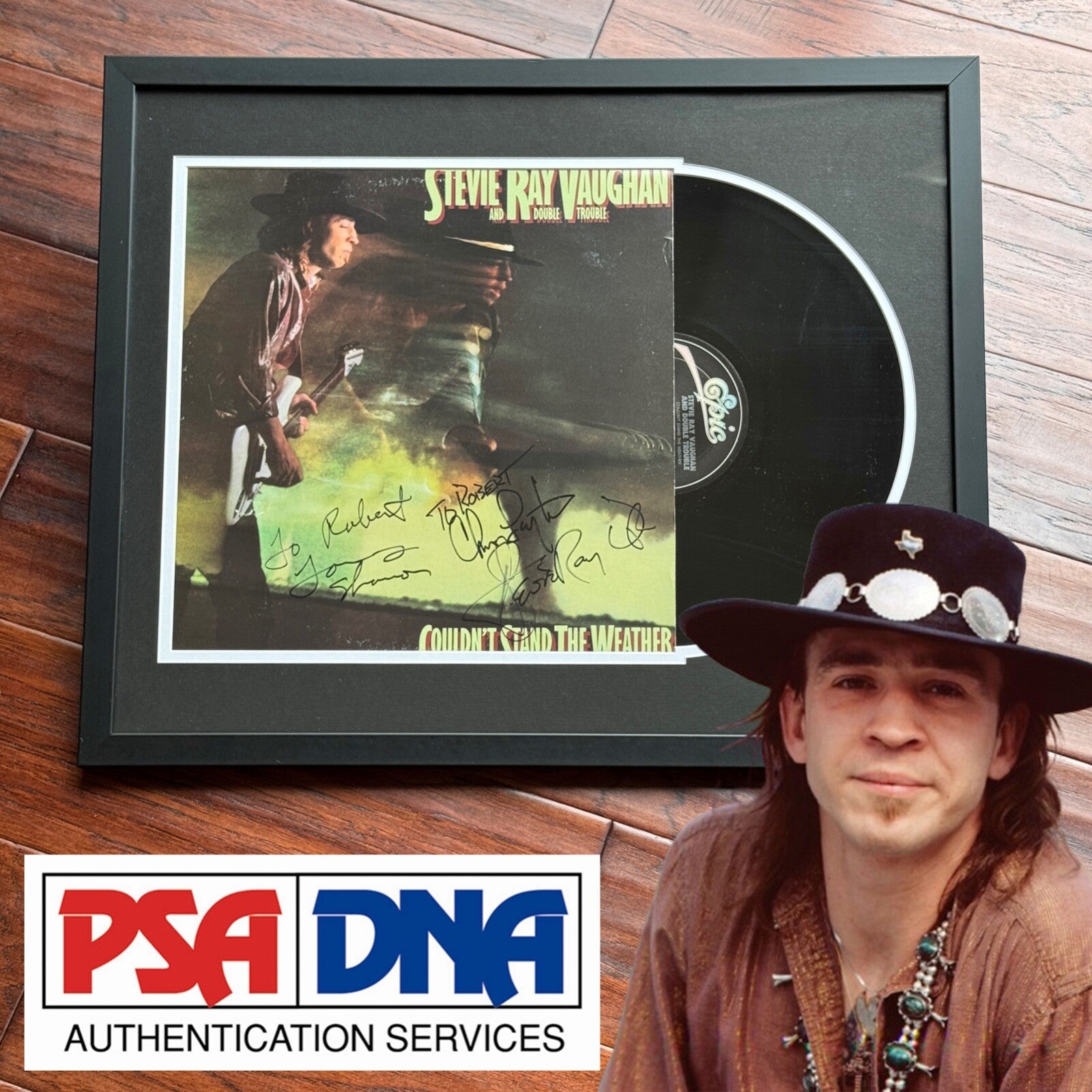 STEVIE RAY VAUGHAN * PSA * Autograph WEATHER LP Album Signed w/ Double Trouble