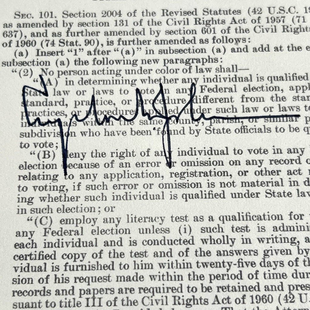 LYNDON B. JOHNSON * PSA/DNA * Autograph CIVIL RIGHTS ACT Souvenir Signed