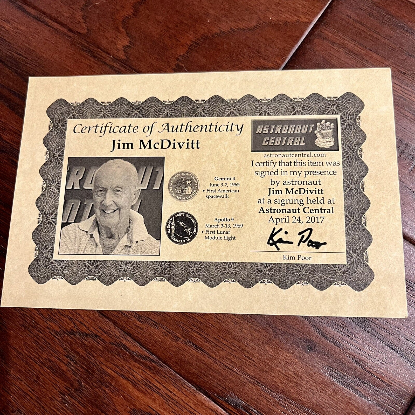 JIM MCDIVITT * Novaspace COA * Signed 10”x10 Autograph Canvas Gemini IV Quote