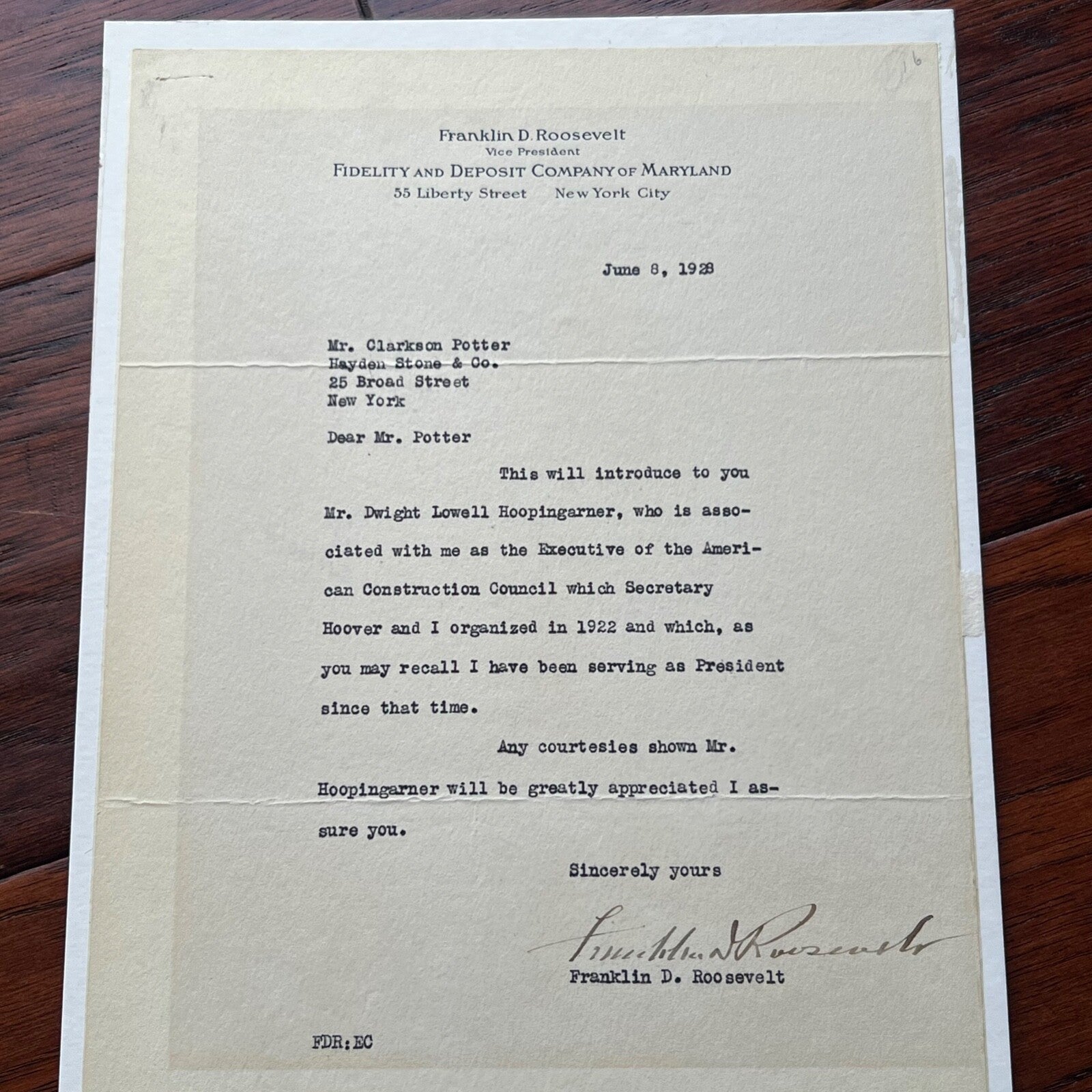 FRANKLIN D. ROOSEVELT * BAS * FDR Autograph Letter Signed * RE: Herbert Hoover
